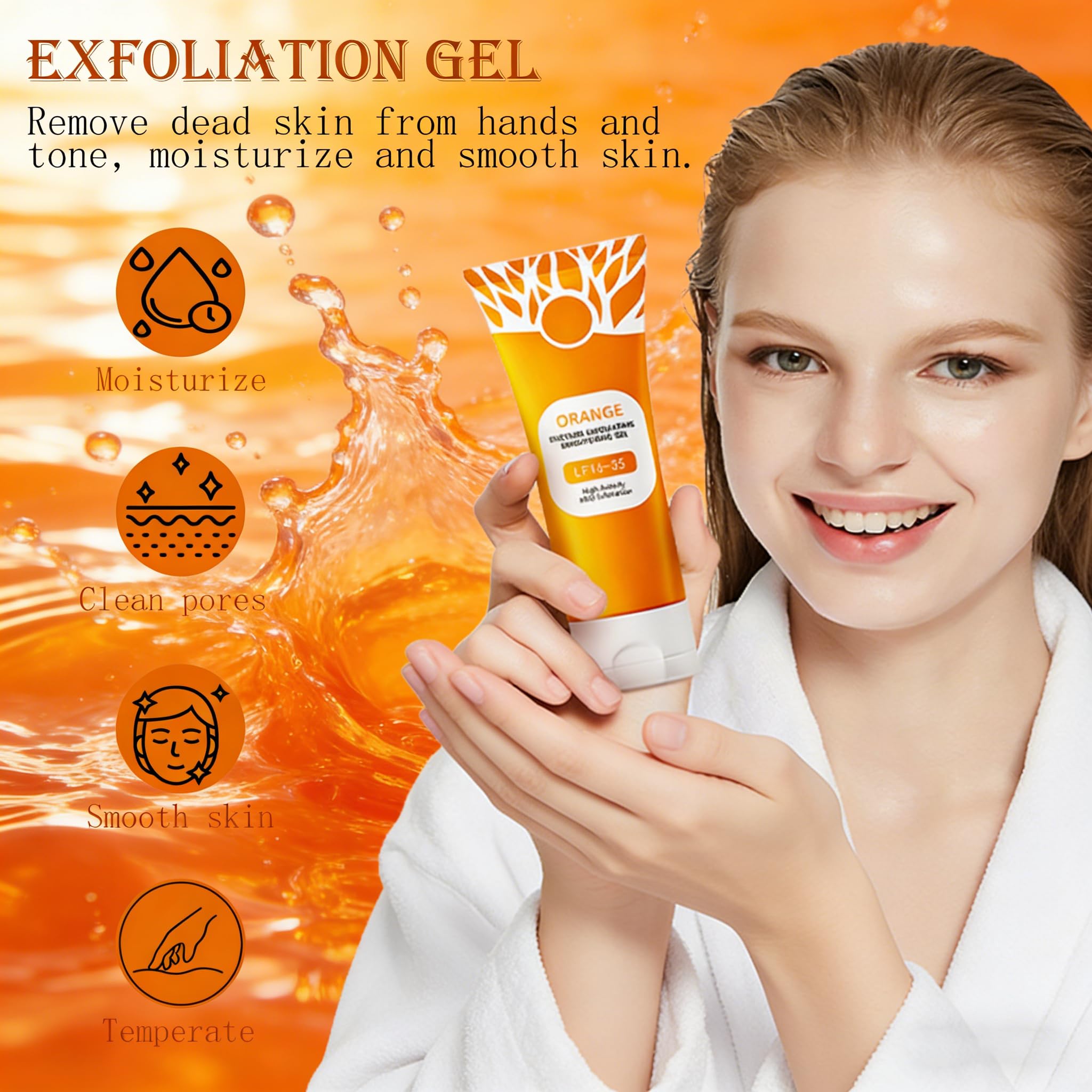 POYICGS Orange Exfoliating Gel – Deep Clean Pores, Remove Blackheads & Moisturize Skin