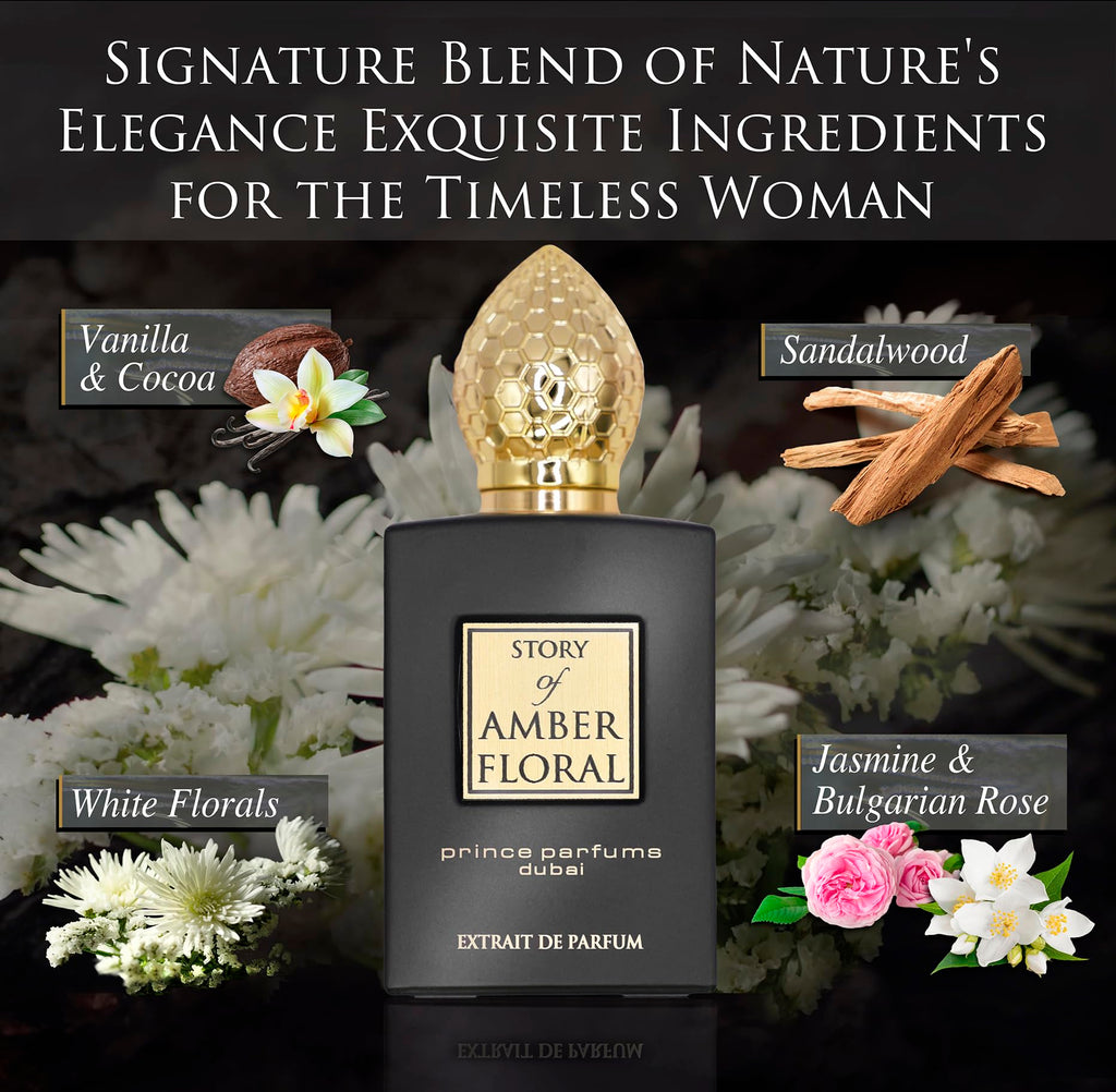 Amber Floral by Prince Parfums Dubai – 3.4 oz Women’s Extrait de Parfum