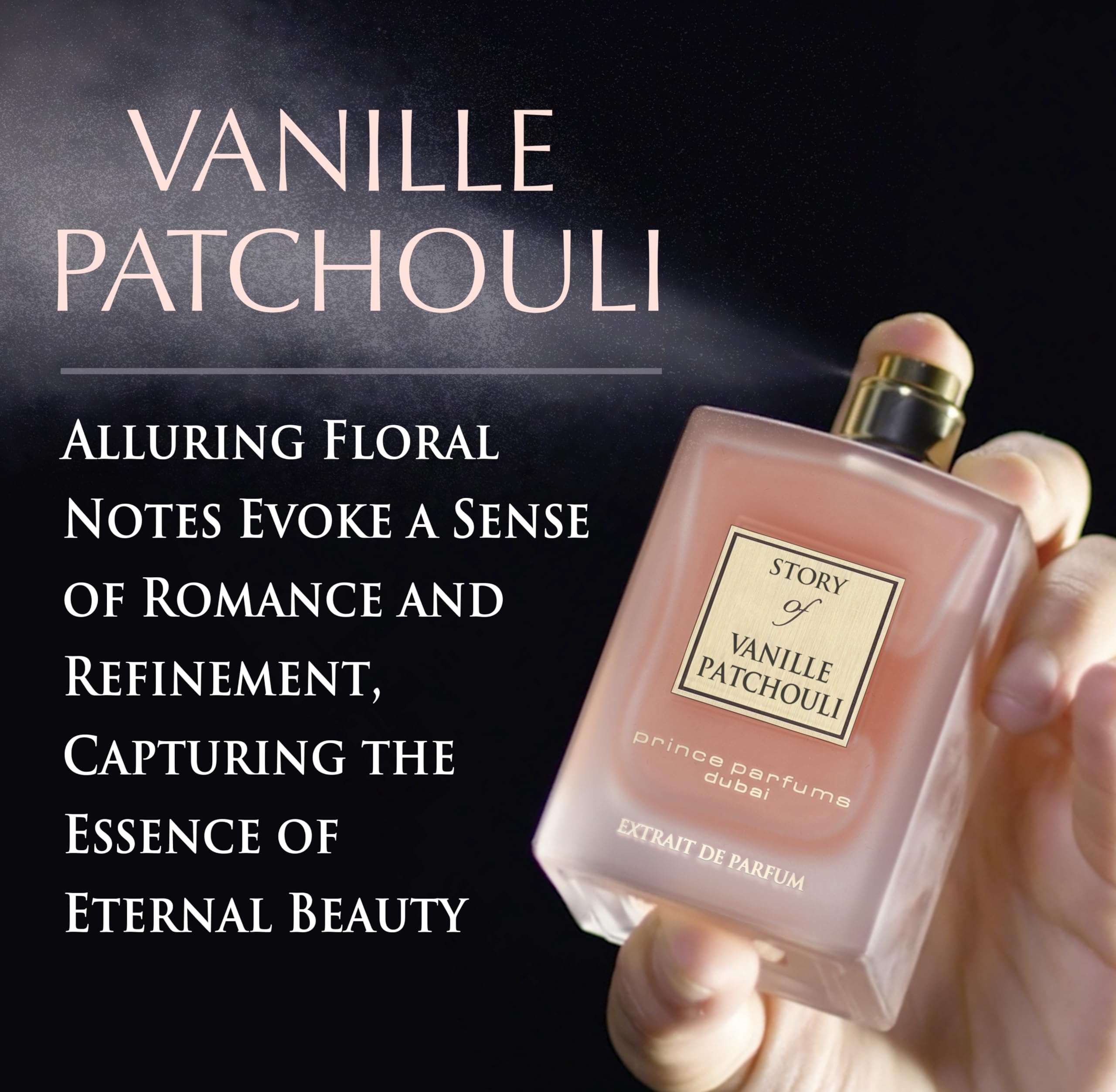 Prince Parfums Dubai – Story of Vanille Patchouli for Women | Extrait de Parfum, 3.4 oz