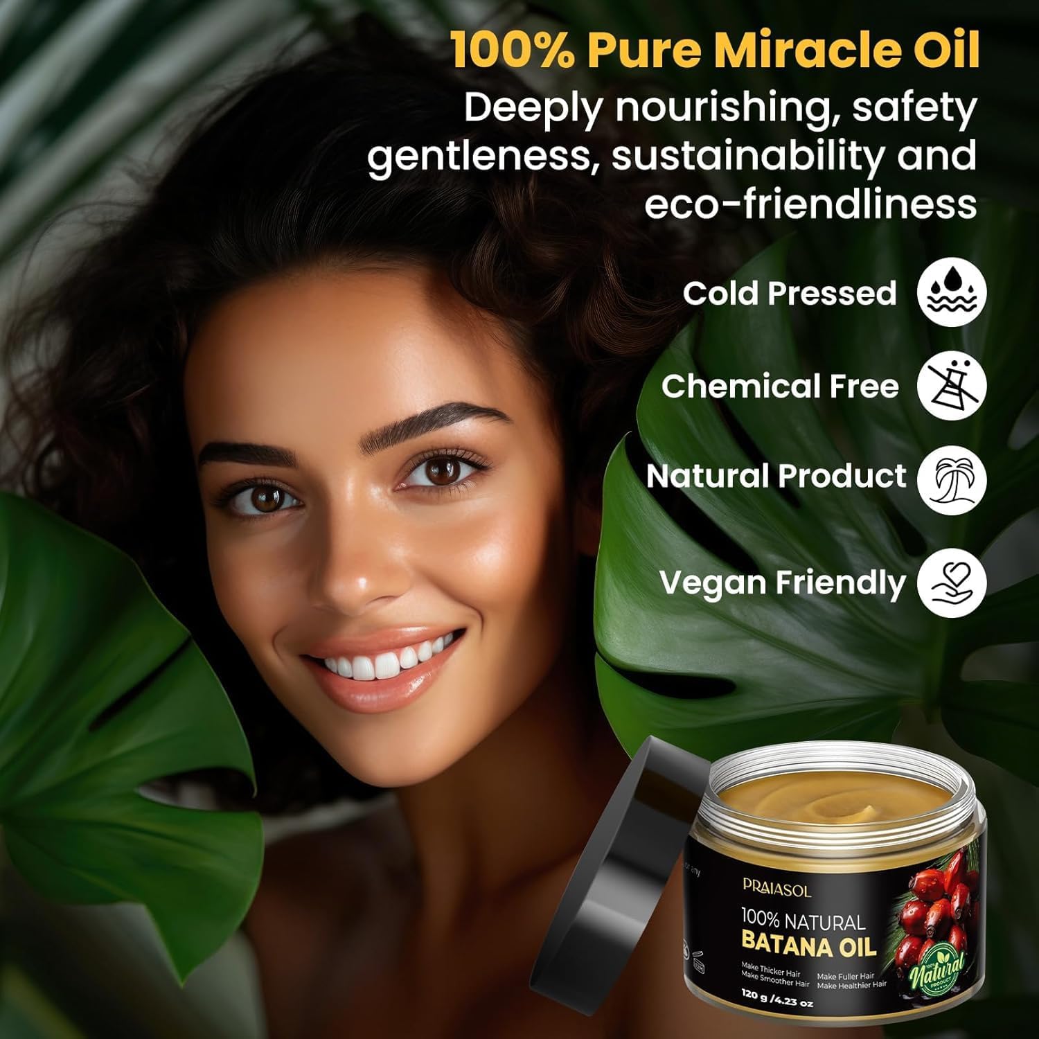 Praiasol Batana Oil for Hair Growth – Dr. Sebi Inspired Organic Honduran Batana Oil