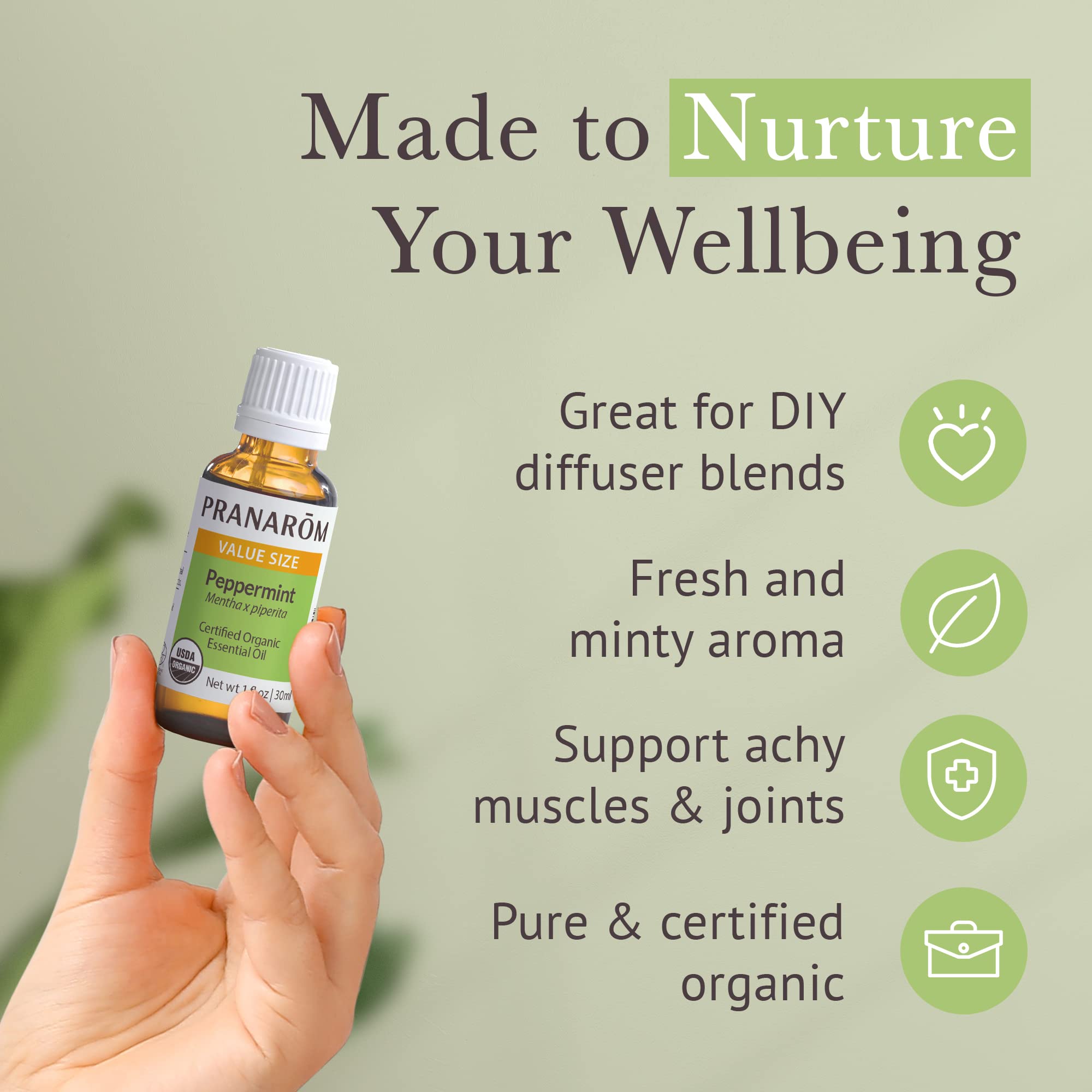 Pranarom USDA Organic Peppermint Essential Oil (30ml) – 100% Pure, Therapeutic Grade