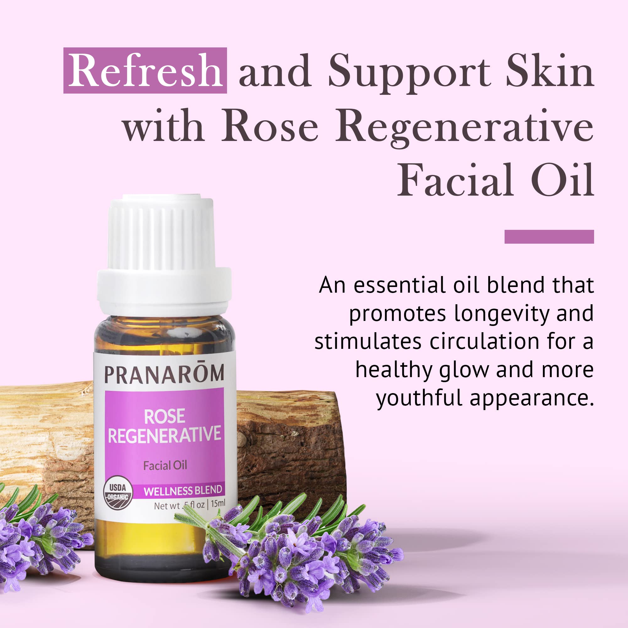 Pranarom Rose Regenerative Facial Essential Oil Blend (5ml) – Organic, 100% Pure for Skincare