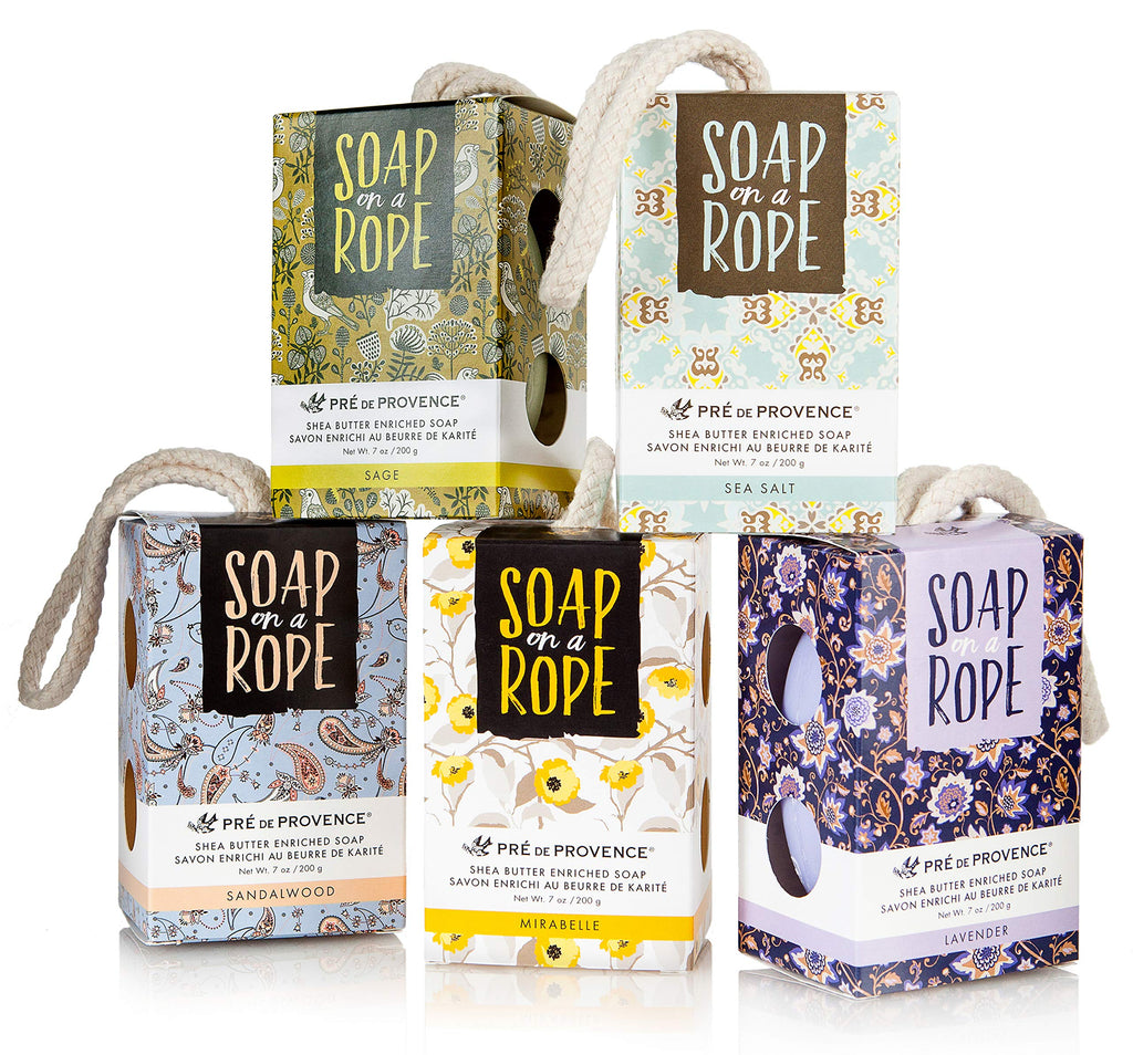 Pre de Provence Soap On a Rope – Lavender, 200g | Quad-Milled French Soap with Shea Butter