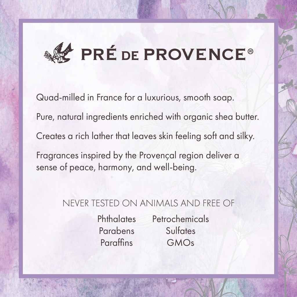 Pre de Provence Linden Soap Bar – Quad Milled, Rich Lather, Organic Shea Butter, 8.8 oz