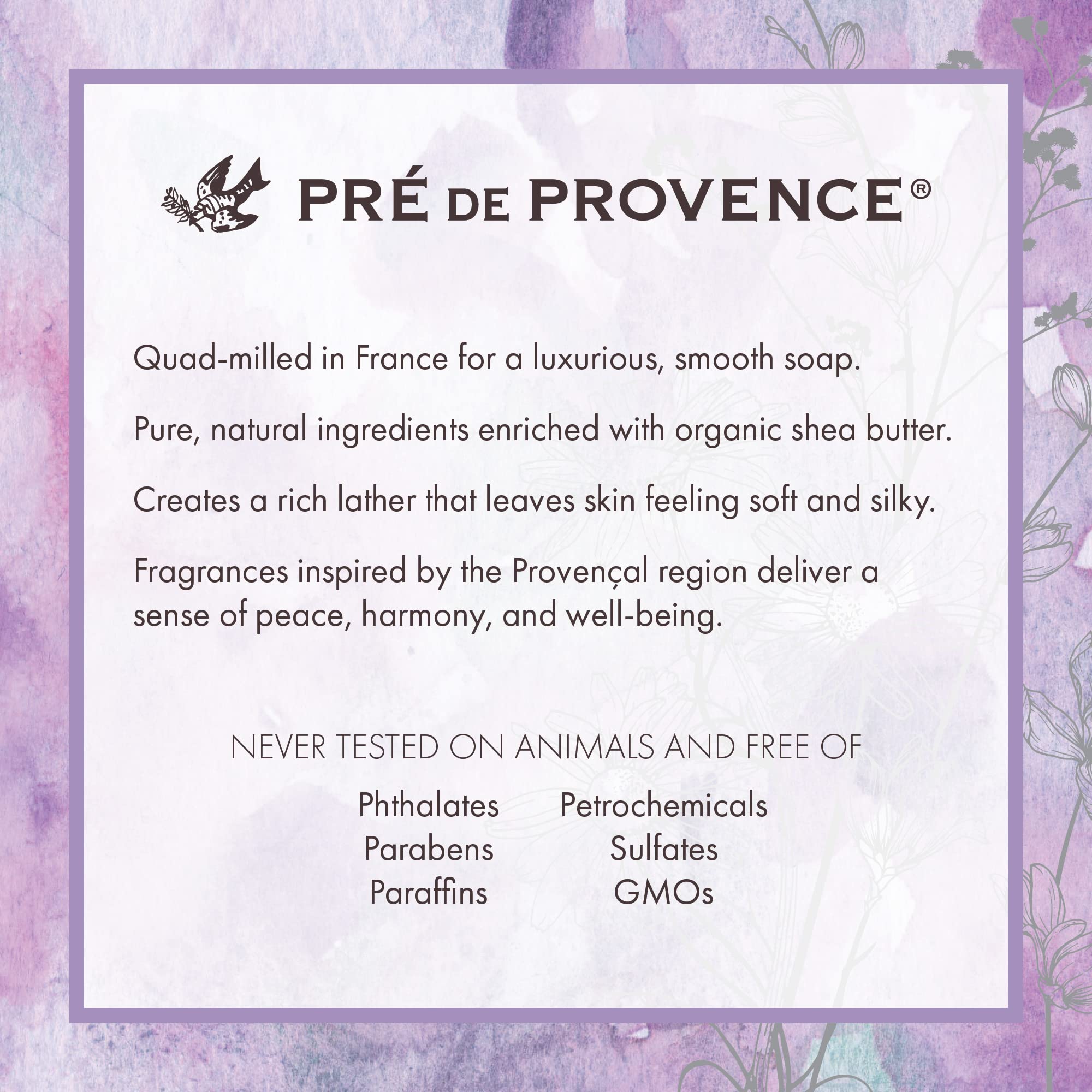 Pre de Provence Linden Soap Bar – Quad Milled, Rich Lather, Organic Shea Butter, 8.8 oz