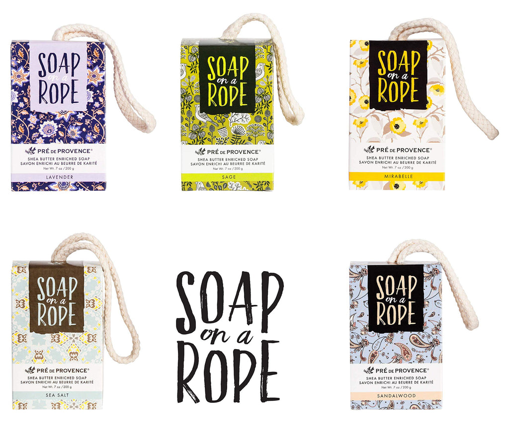 Pre de Provence Soap On a Rope – Lavender, 200g | Quad-Milled French Soap with Shea Butter