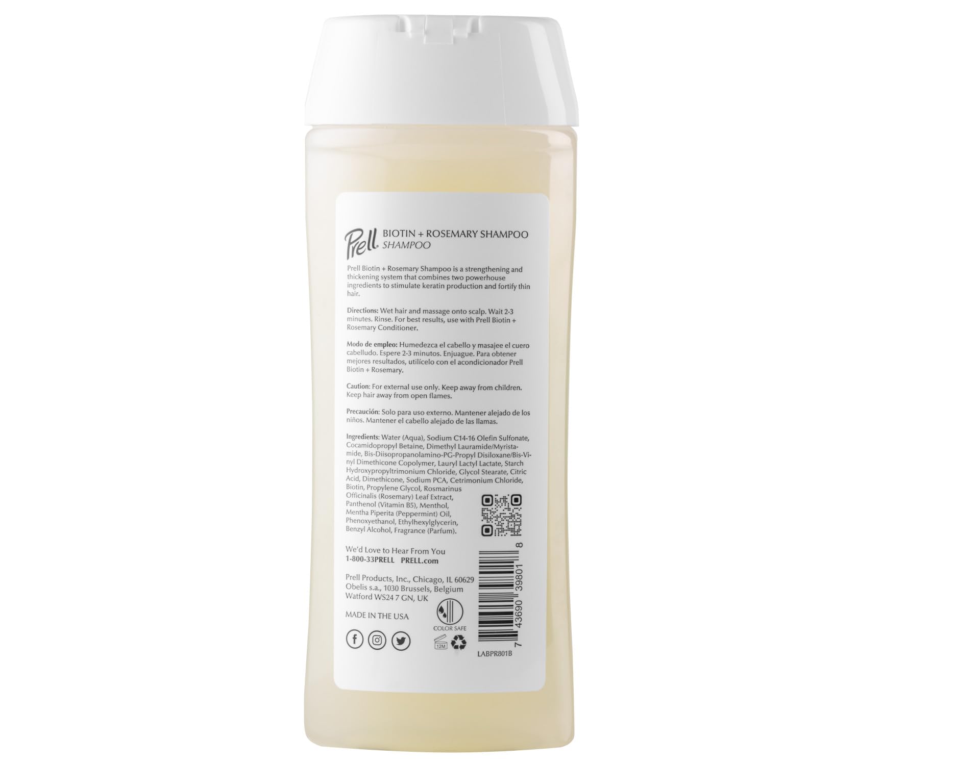 Prell Biotin + Rosemary Color-Safe Shampoo for Fine, Damaged Hair — 3-Pack, 13.5 fl oz