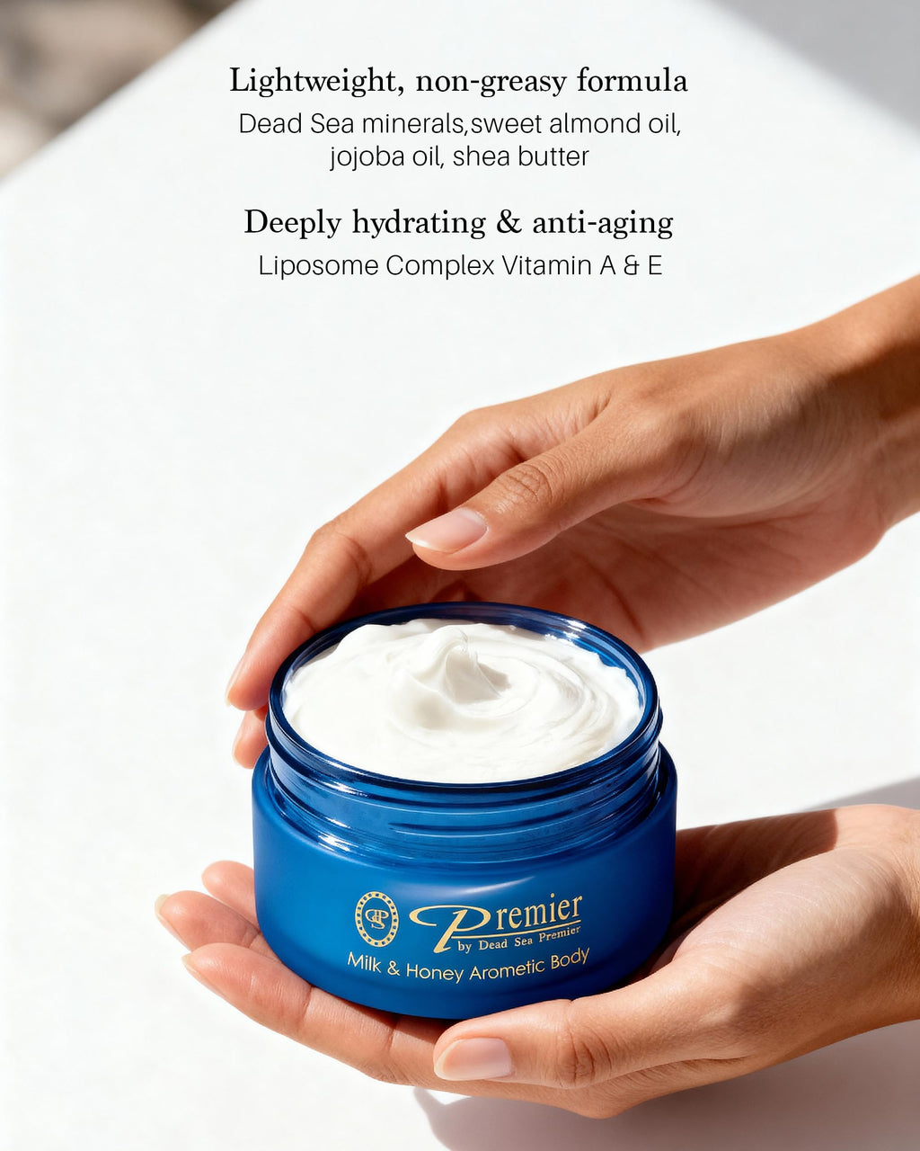 Premier Dead Sea Body Butter – Milk & Honey, Shea Moisturizer for Dry Skin, 5.95 fl oz