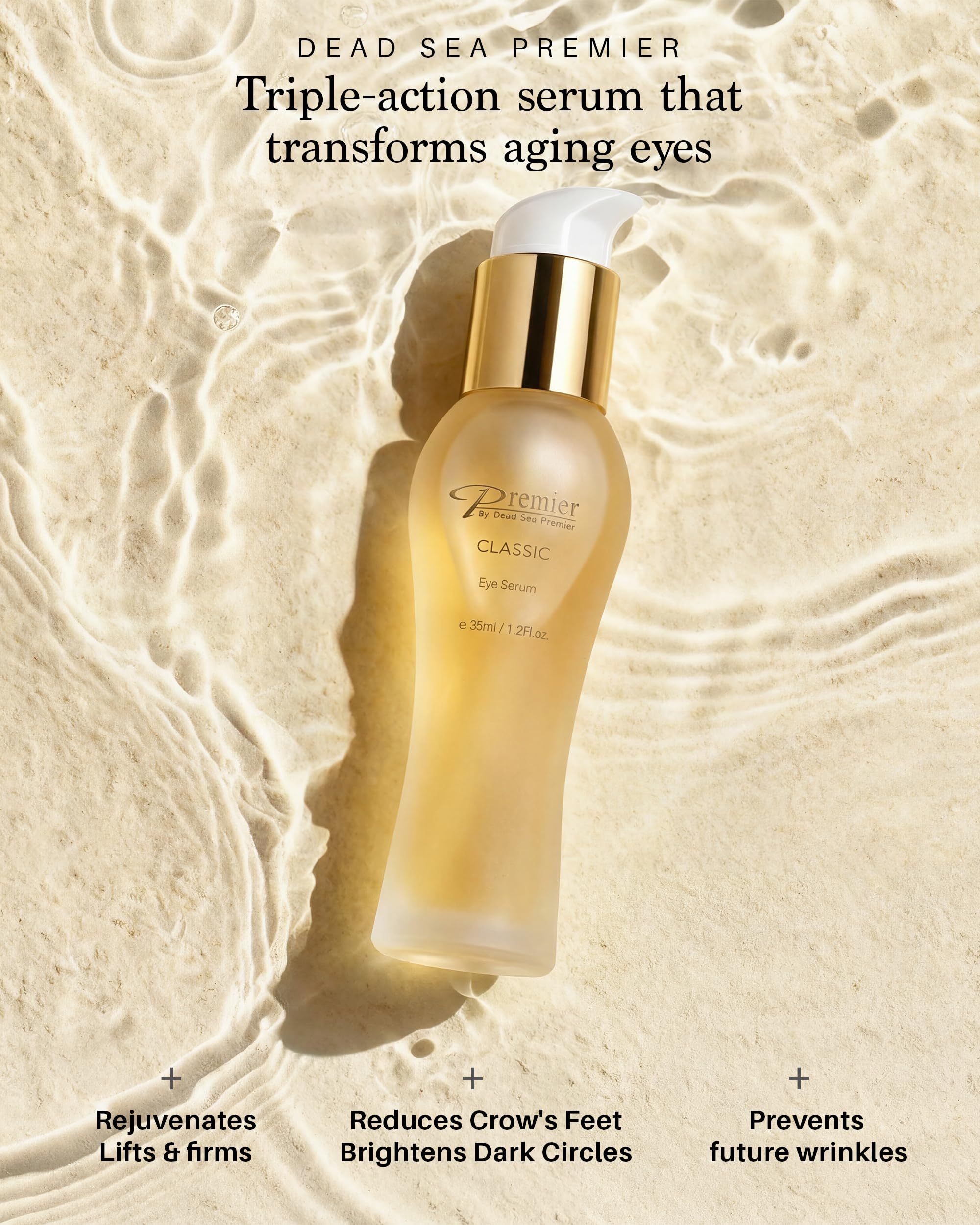 Premier Dead Sea Classic Eye Serum – Hypoallergenic, Age-Defying, Reduces Wrinkles & Dark Circles (1.2 fl oz)