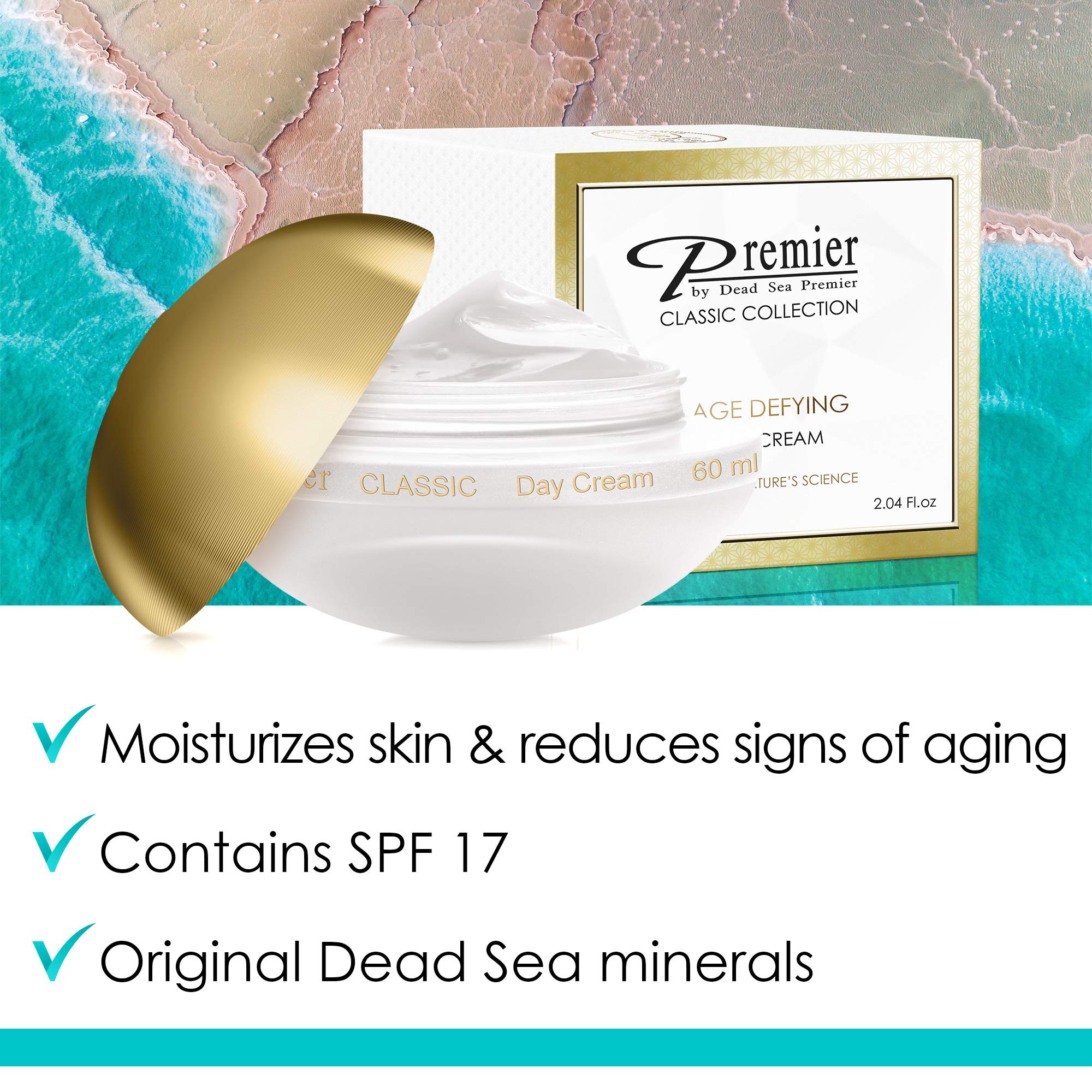 Premier Dead Sea Day Cream – SPF 17, Anti-Aging, Quick-Absorbing, Non-Greasy (2.04 fl oz) | Classic Collection