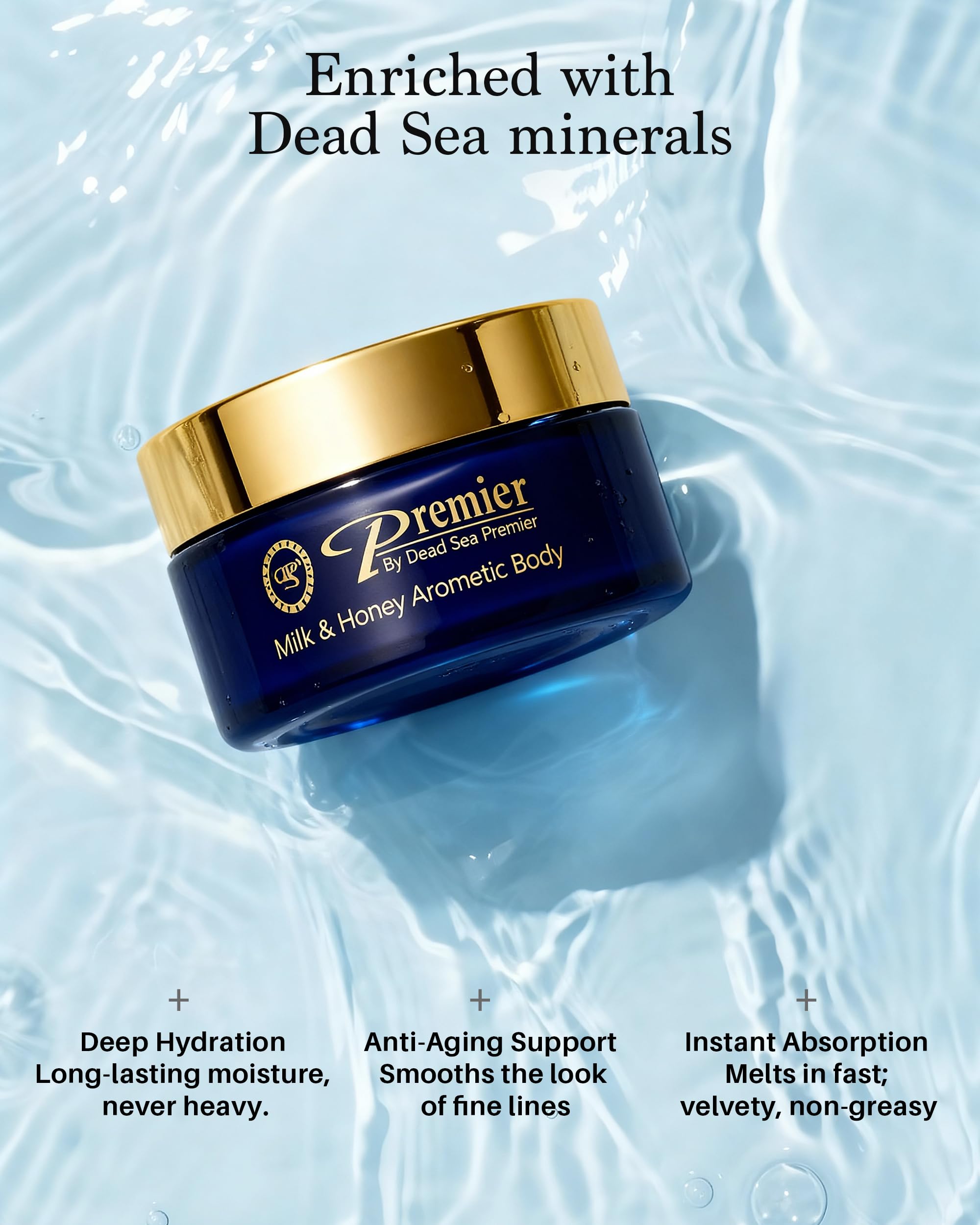 Premier Dead Sea Body Butter – Milk & Honey, Shea Moisturizer for Dry Skin, 5.95 fl oz