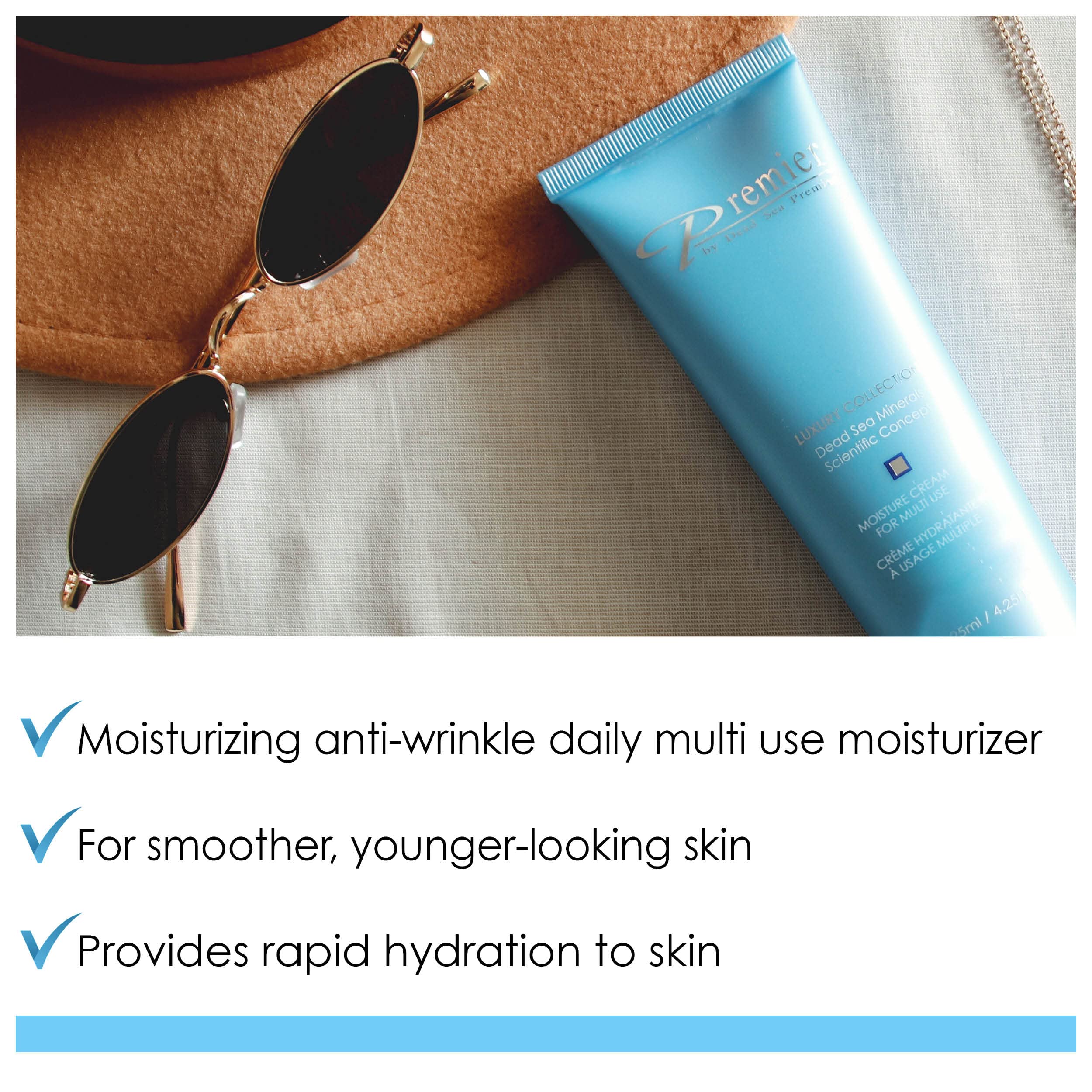 Premier Dead Sea Moisture Cream for Face & Body – Lightweight Hydrating Moisturizer with Aloe Vera, 4.4 fl oz