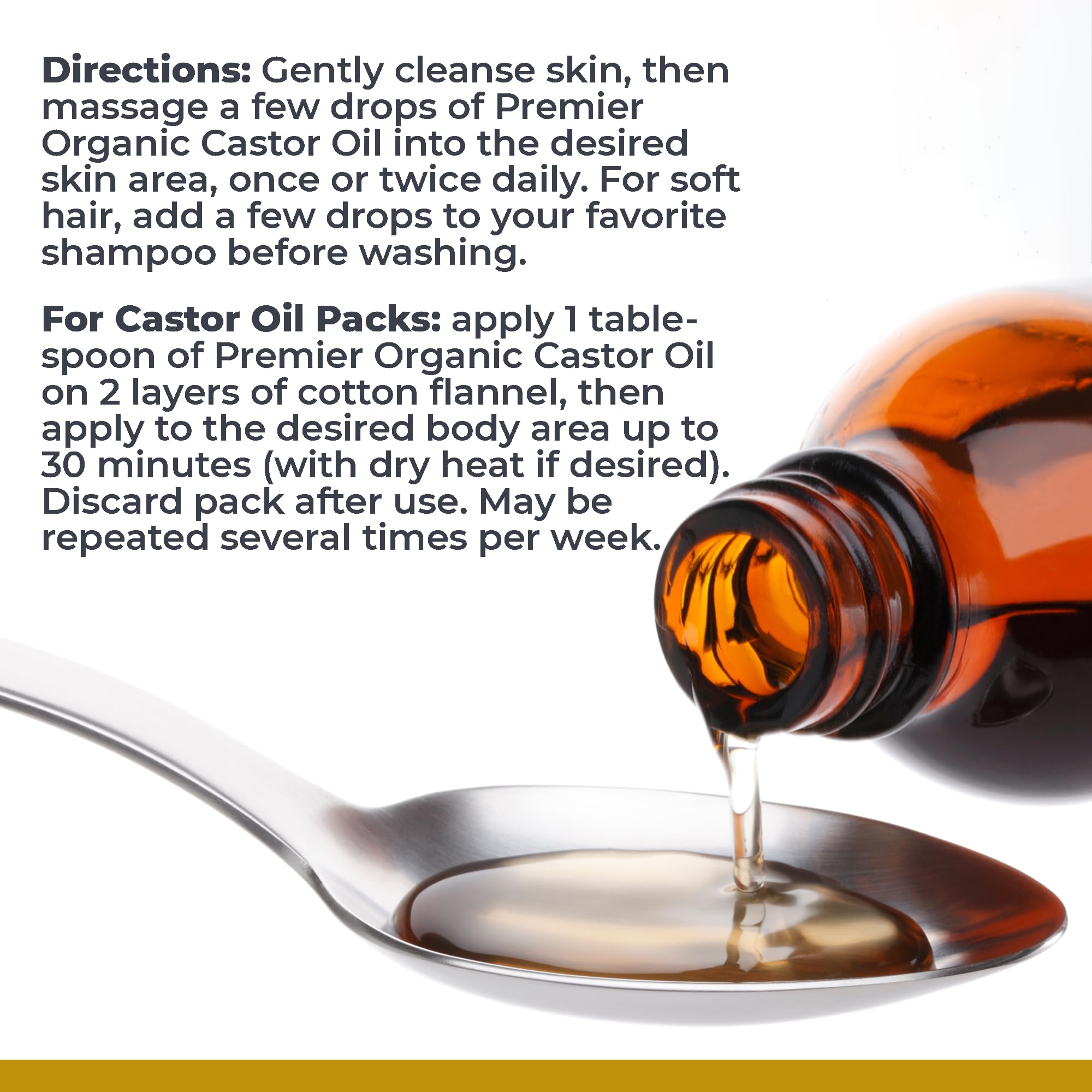 Premier Research Labs Organic Castor Oil – Cold-Pressed, 100% Pure, Hexane Free, 8 oz