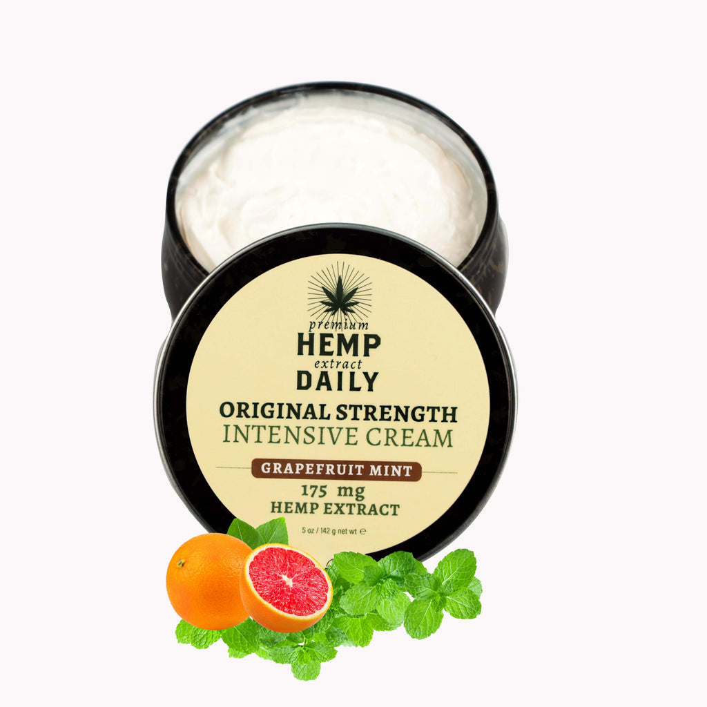 Premium Hemp Daily Intensive Cream – Hemp Cream with Essential Oils | Vegan, Organic, Grapefruit Mint | 5.0 oz