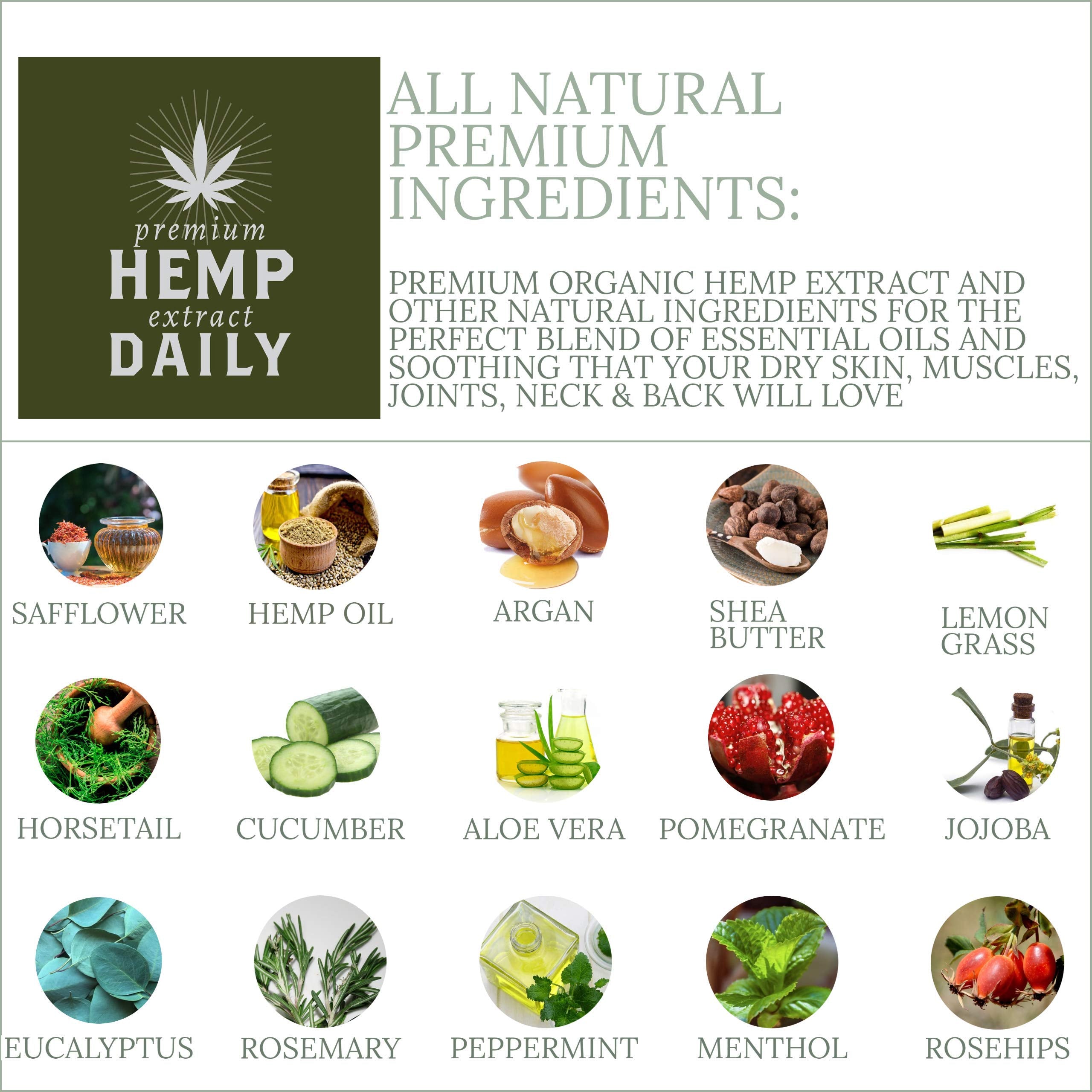 Premium Hemp Extract Daily Triple Moisturizing Cream – Vegan, Organic, 1.70 oz (Pack of 3)