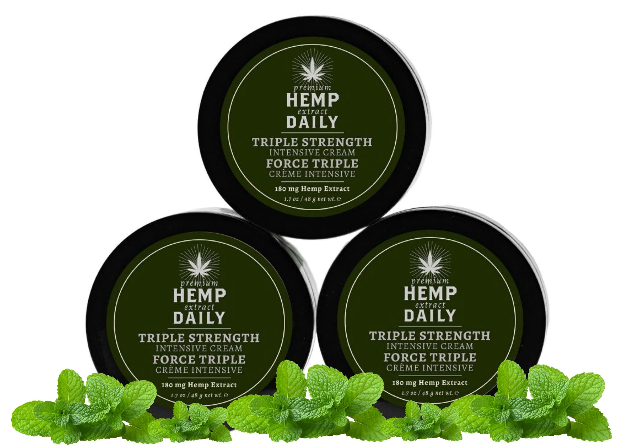 Premium Hemp Extract Daily Triple Moisturizing Cream – Vegan, Organic, 1.70 oz (Pack of 3)