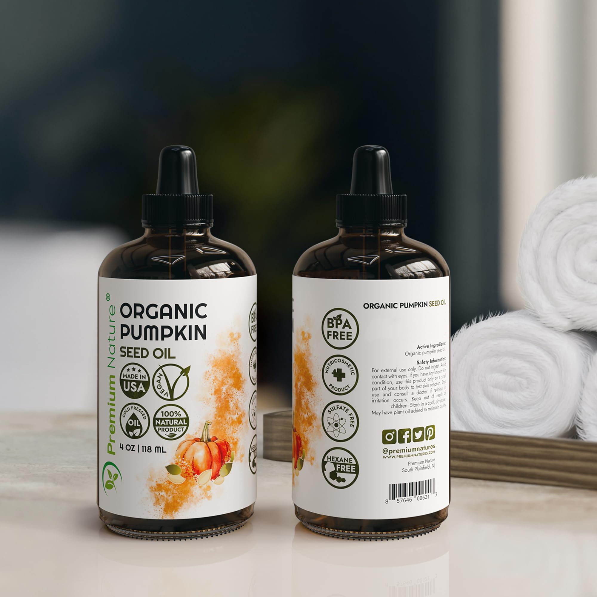 Premium Nature Organic Pumpkin Seed Oil – Cold-Pressed & Unrefined, 4oz, 100% Pumpkin Seed for Skin & Hair