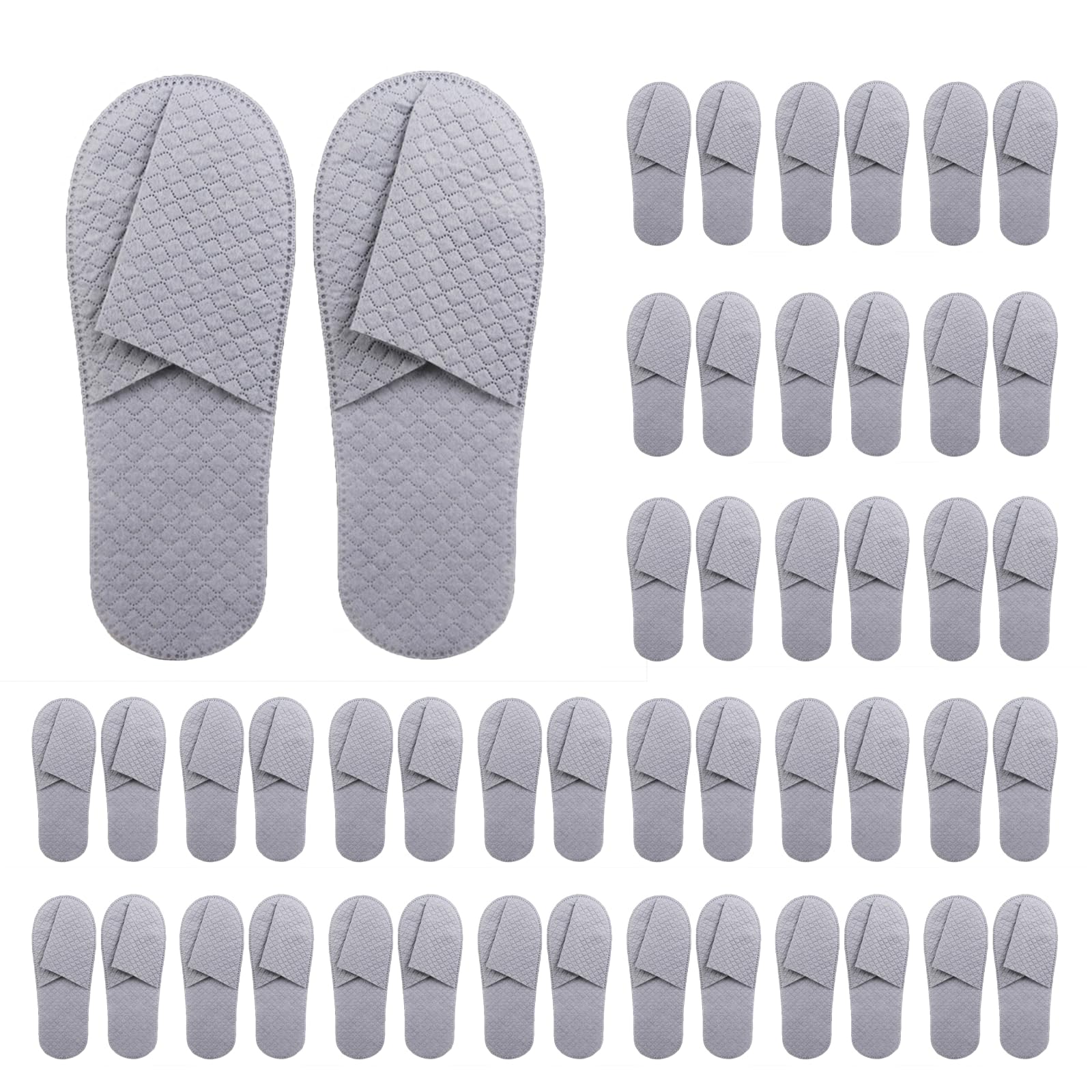16 Pack Premium Spa Slippers – Cooling, Breathable, Non-Slip for Hotels, Travel & Home (Gray)