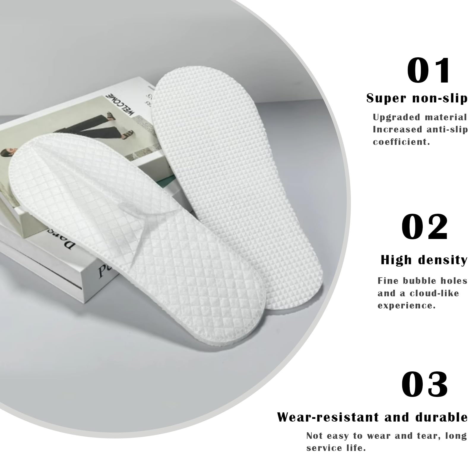 16 Pack Premium Spa Slippers - Cooling Breathable Non-Slip Hotel-Quality Travel Slippers with Transparent Pouch (White)