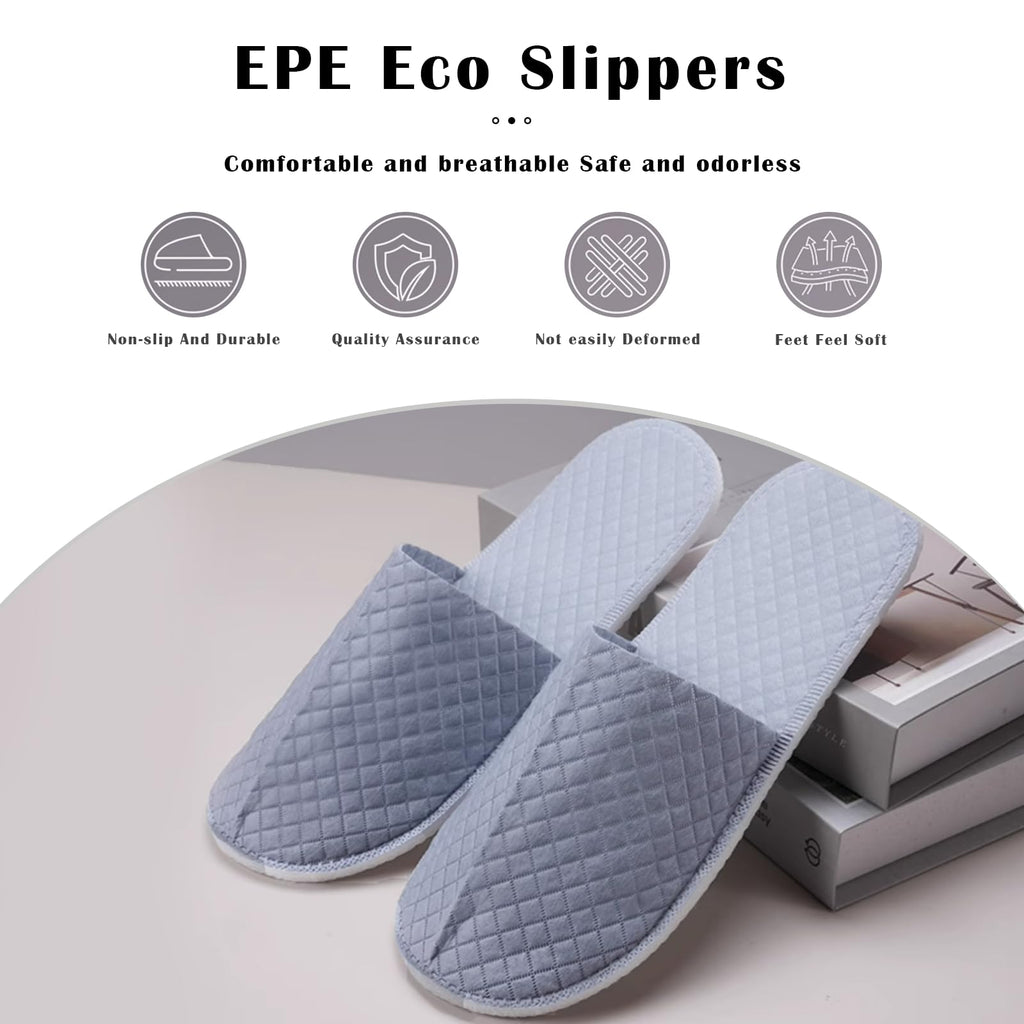 16 Pack Premium Spa Slippers – Cooling, Breathable, Non-Slip for Hotels, Travel & Home (Gray)