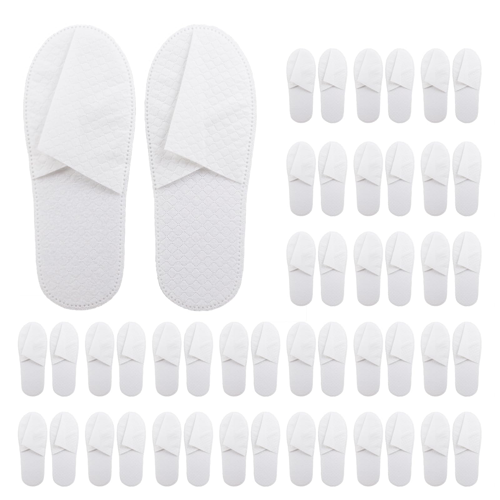 16 Pack Premium Spa Slippers - Cooling Breathable Non-Slip Hotel-Quality Travel Slippers with Transparent Pouch (White)