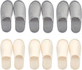 6 Pairs Premium Spa Slippers Gray & Beige – Soft Non-Slip Guest Slippers for Hotel and Bridal