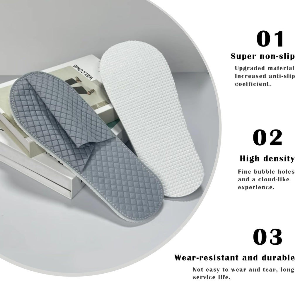 16 Pack Premium Spa Slippers – Cooling, Breathable, Non-Slip for Hotels, Travel & Home (Gray)