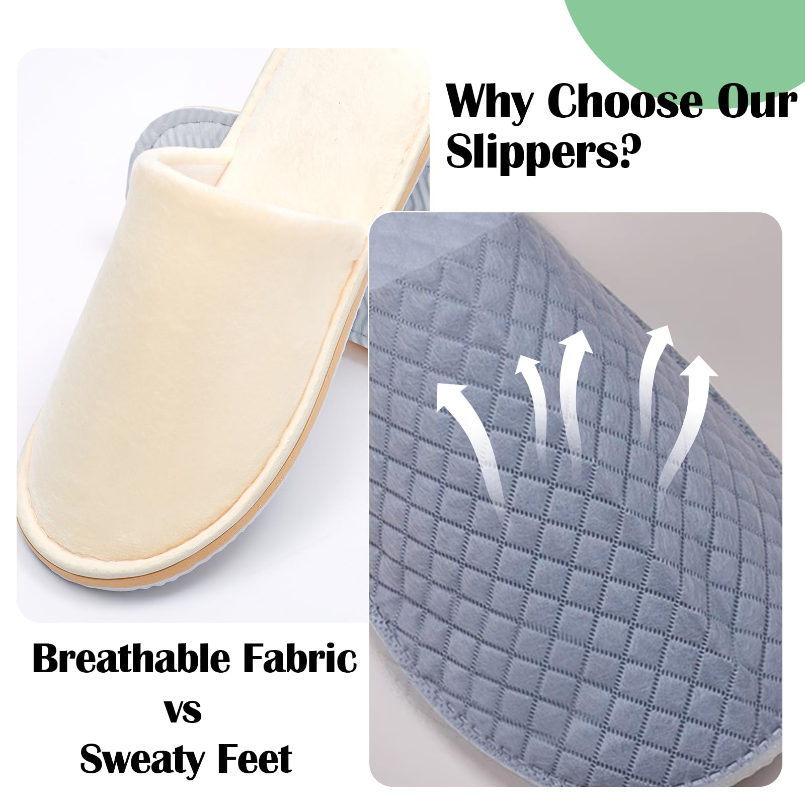16 Pack Premium Spa Slippers – Cooling, Breathable, Non-Slip for Hotels, Travel & Home (Gray)