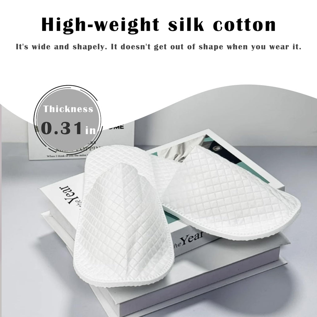 16 Pack Premium Spa Slippers - Cooling Breathable Non-Slip Hotel-Quality Travel Slippers with Transparent Pouch (White)