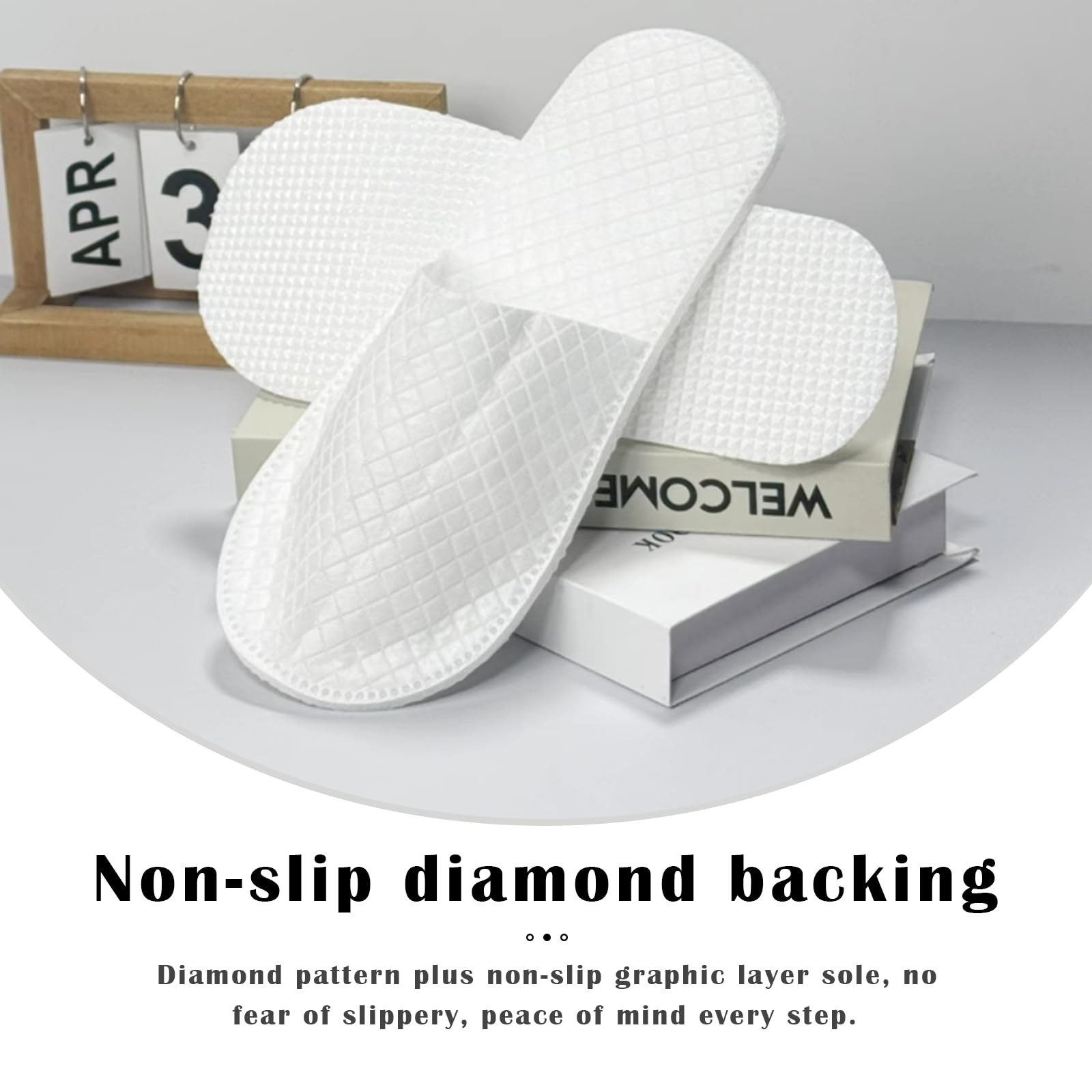 16 Pack Premium Spa Slippers - Cooling Breathable Non-Slip Hotel-Quality Travel Slippers with Transparent Pouch (White)