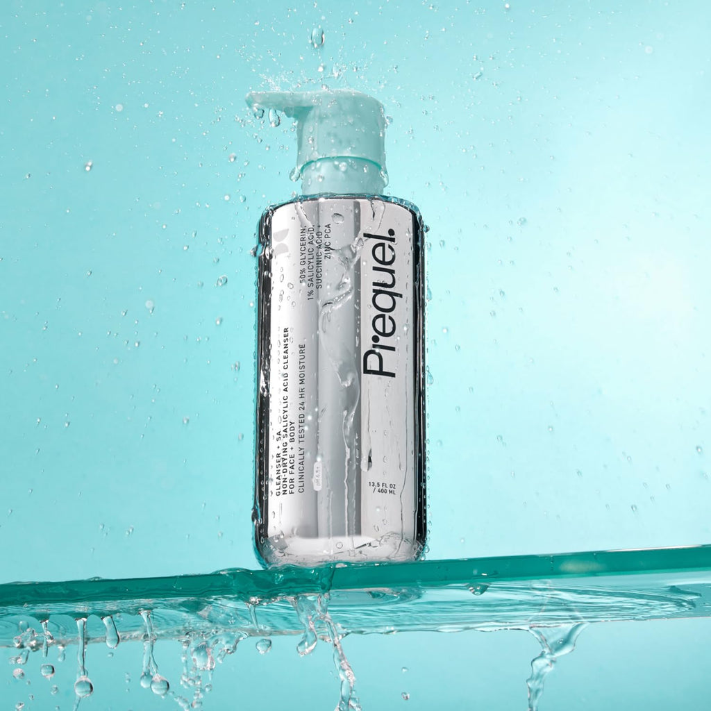 Prequel Skin Gleanser SA – Moisturizing Glycerin Face Wash with 1% Salicylic Acid (Unscented, 2 x 13.5 oz)
