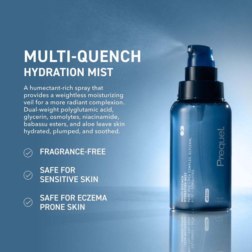 Prequel Skin Multi-Quench Hydration Mist – Lightweight Facial Spray with PGA & Niacinamide