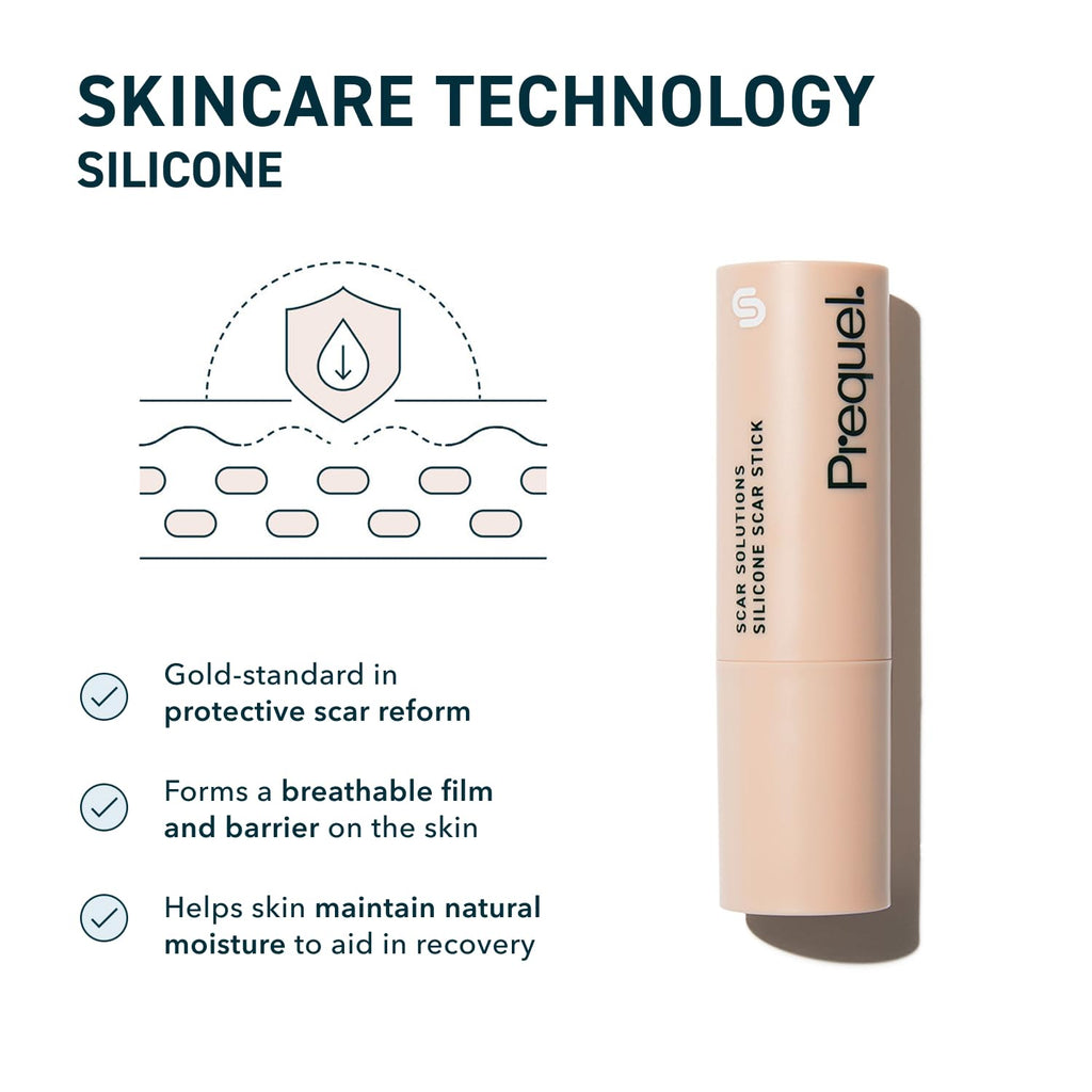Prequel Skin Scar Solutions 60% Silicone Scar Stick – Occlusive Moisture, Centella & Vitamin E