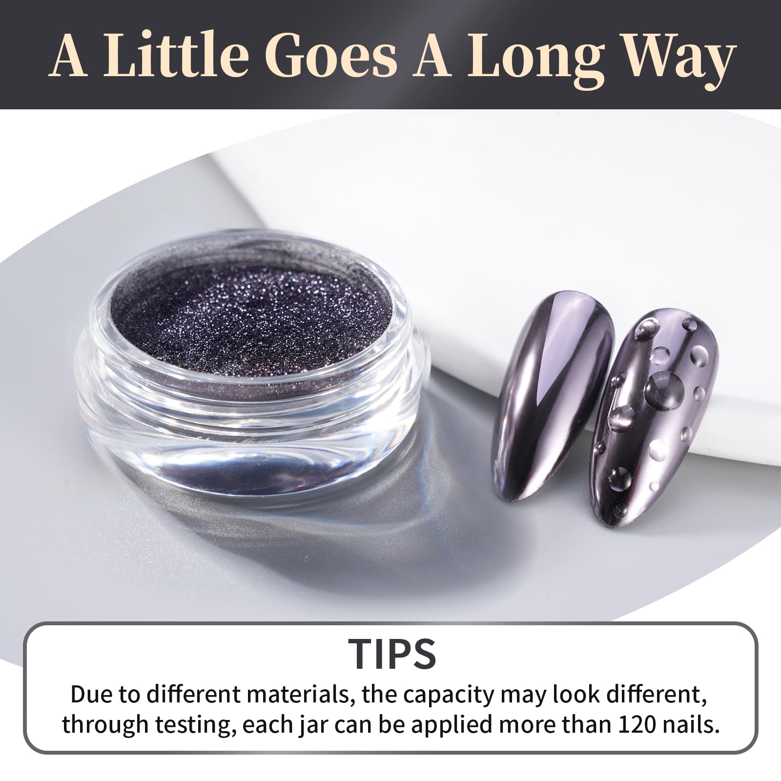 Pretty Diva Chrome Nail Powder – Silvery Black Mirror Finish for Nail Art