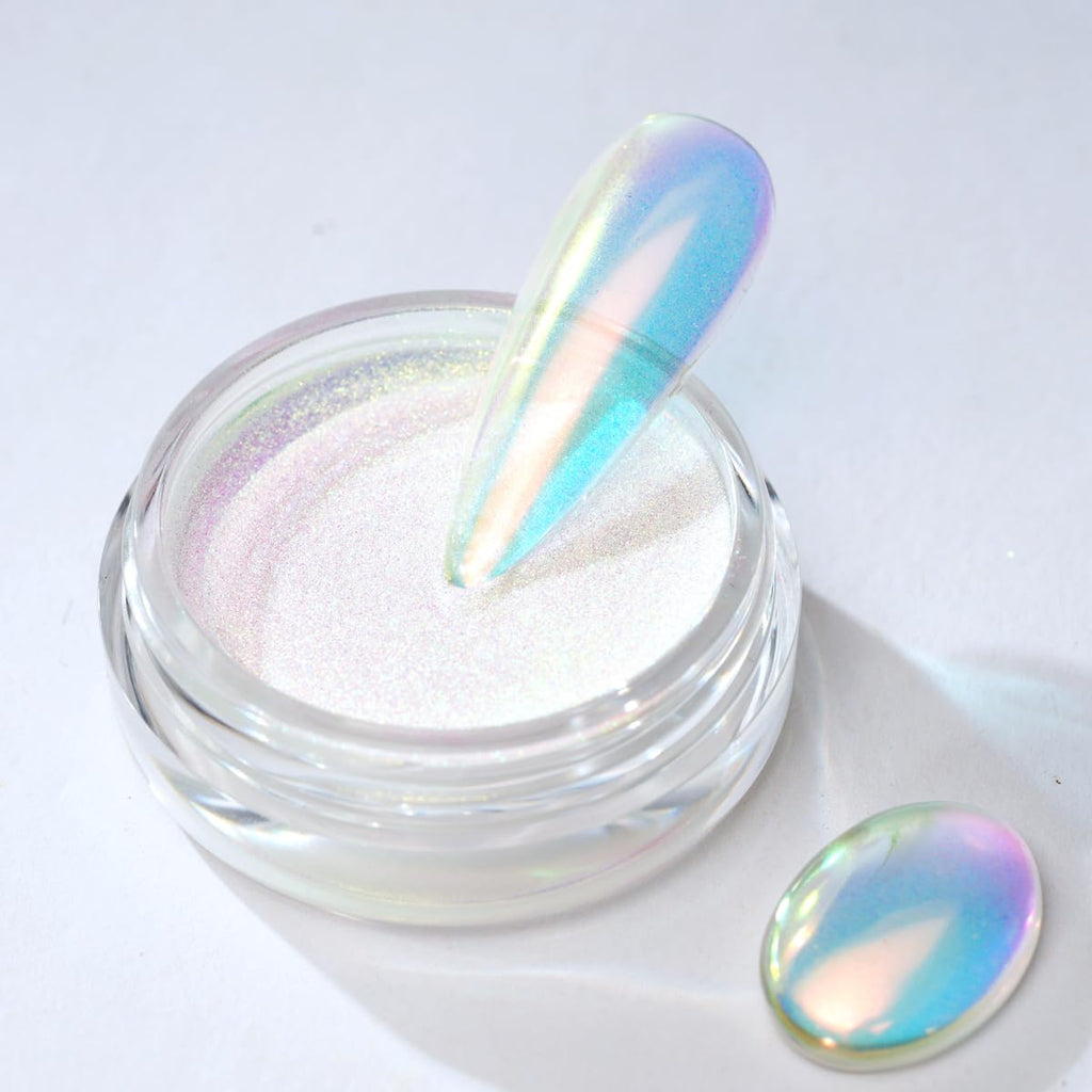 Pretty Diva Mermaid Chrome Nail Powder – Aurora Iridescent Unicorn Chrome Nail Pigment