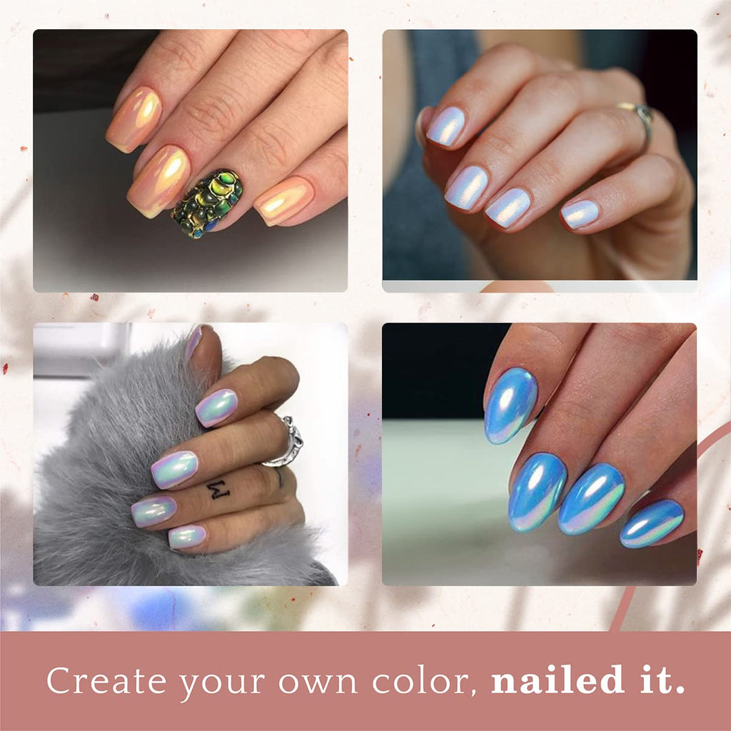 Pretty Diva Mermaid Chrome Nail Powder – Aurora Iridescent Unicorn Chrome Nail Pigment