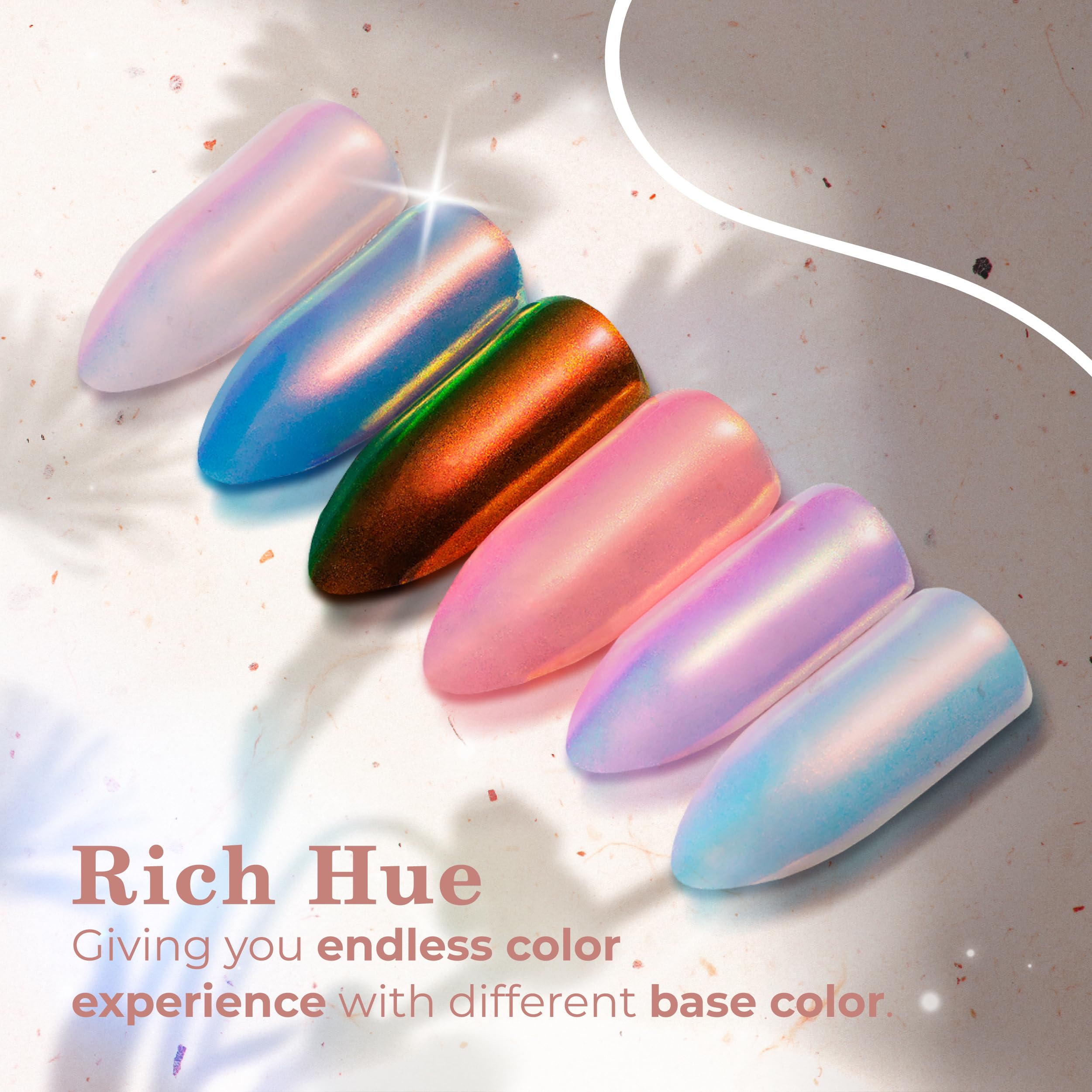 Pretty Diva Mermaid Chrome Nail Powder – Aurora Iridescent Unicorn Chrome Nail Pigment
