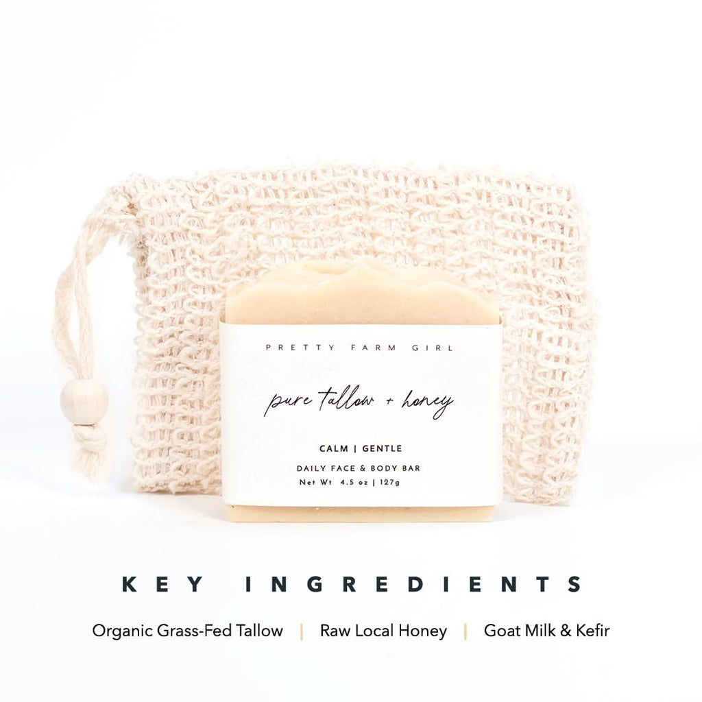 Pretty Farm Girl Pure Tallow + Honey Soap Bar — Fragrance Free for Sensitive Skin