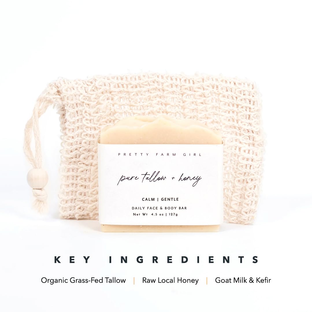 Pretty Farm Girl Pure Tallow + Honey Soap Bar — Fragrance Free for Sensitive Skin