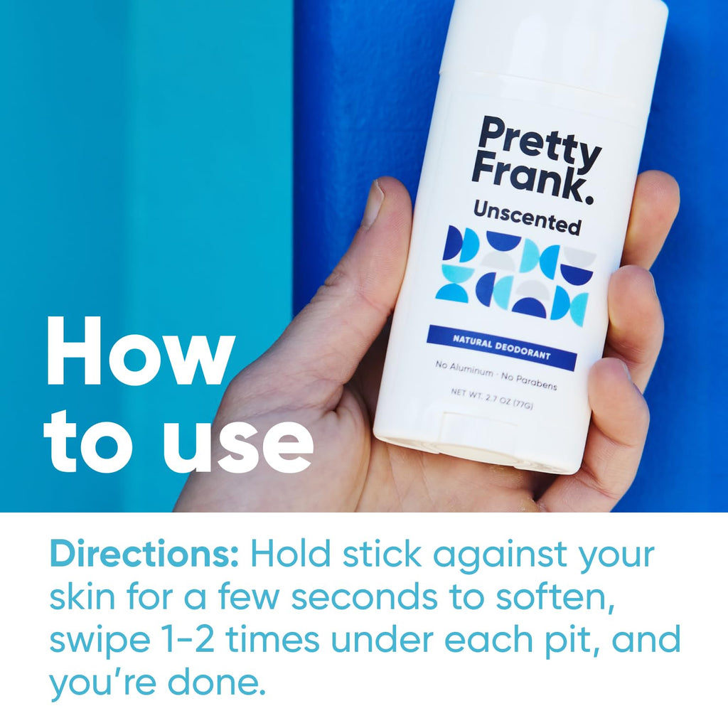 Pretty Frank Unscented Aluminum-Free Deodorant Stick – 2-Pack | All-Day Odor Control