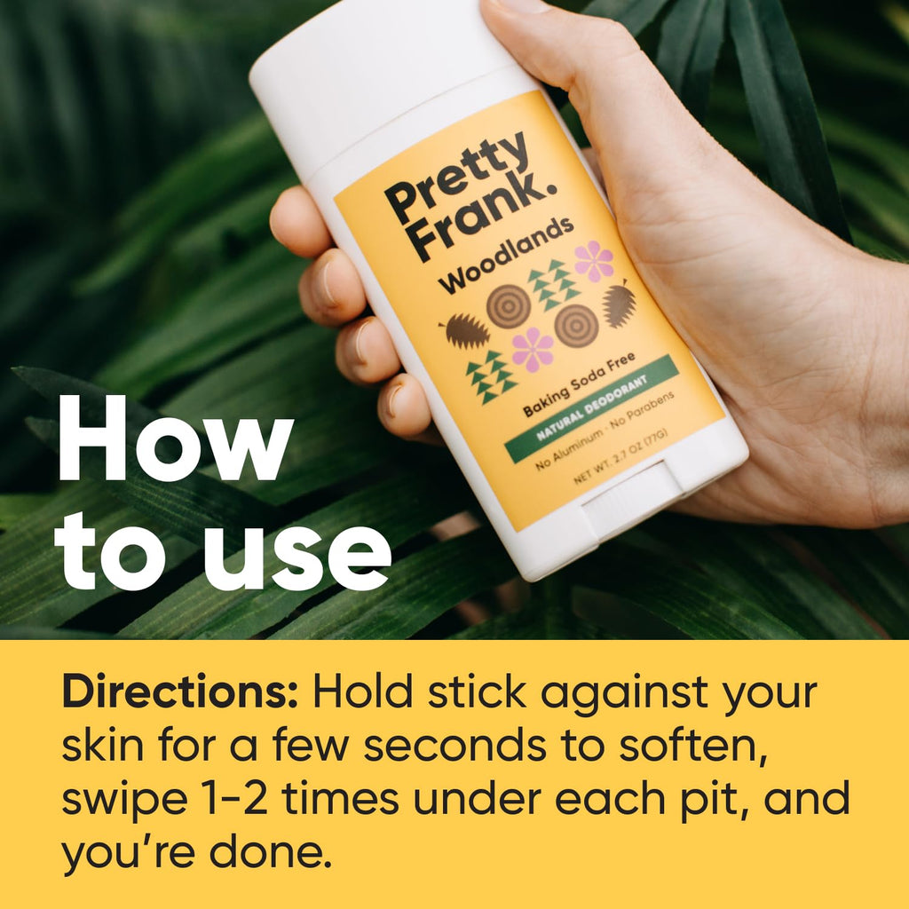 Pretty Frank Woodlands Aluminum-Free Deodorant Stick – Baking Soda-Free, 2-Pack