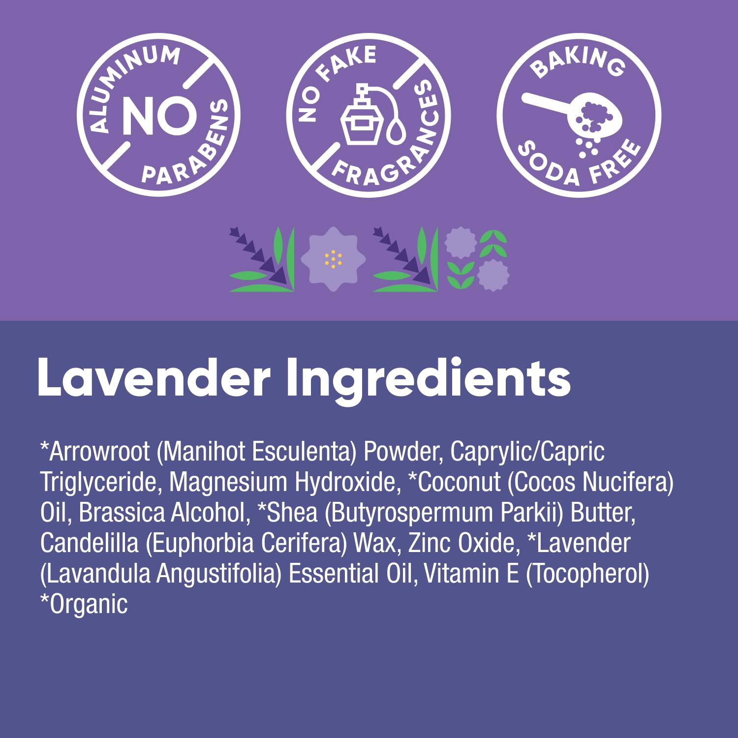 Pretty Frank Lavender Aluminum-Free Deodorant Stick | Baking Soda-Free, Organic Ingredients