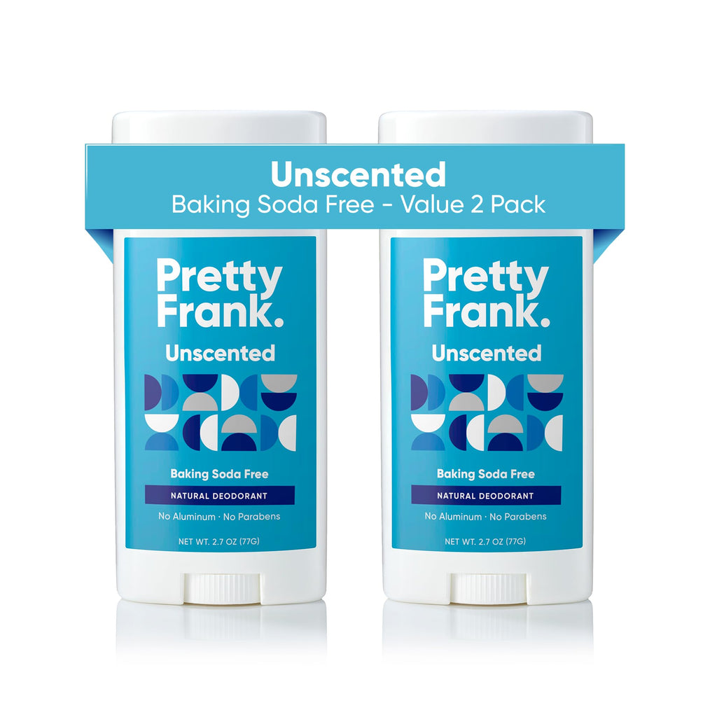 Pretty Frank Aluminum-Free Deodorant Stick – Unscented, Baking Soda-Free (2-Pack)