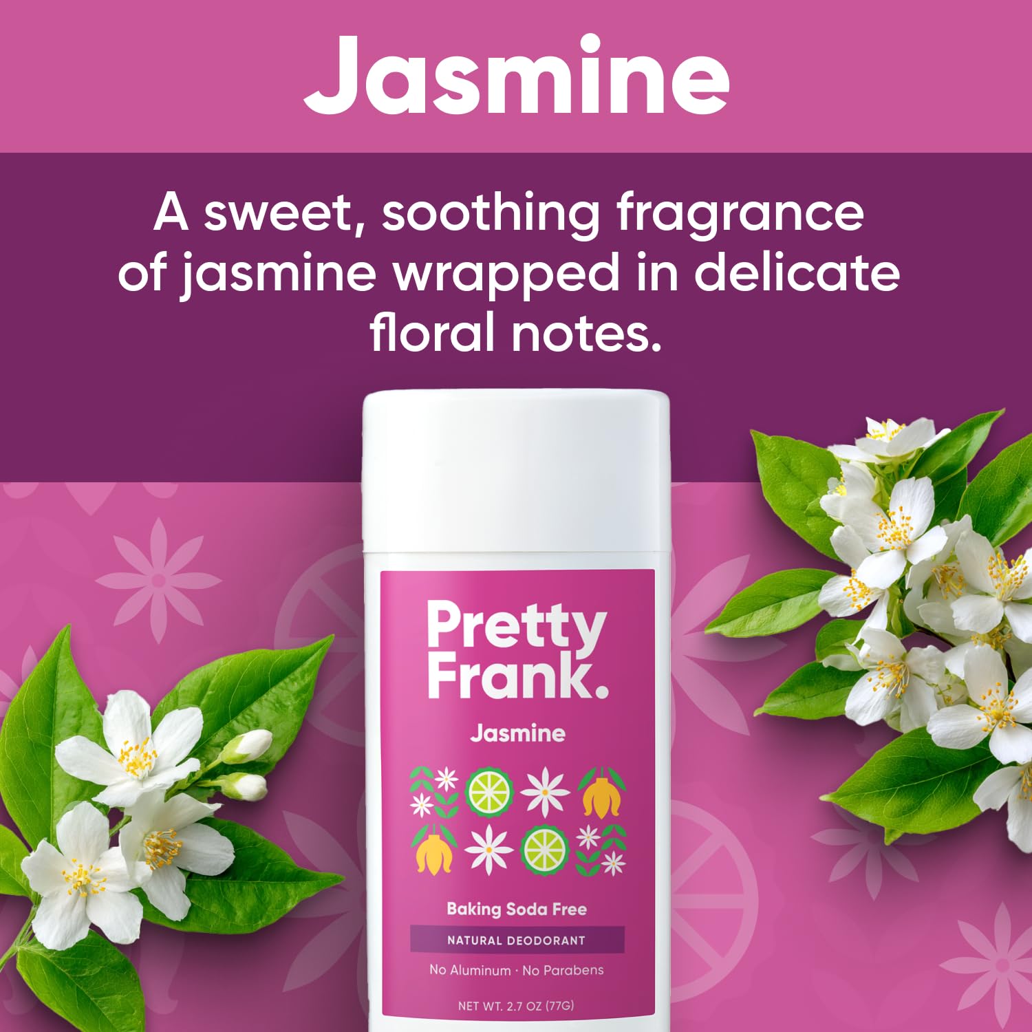 Pretty Frank Jasmine Aluminum-Free Deodorant Stick – Baking Soda-Free, Sensitive Skin Friendly, 1-Pack