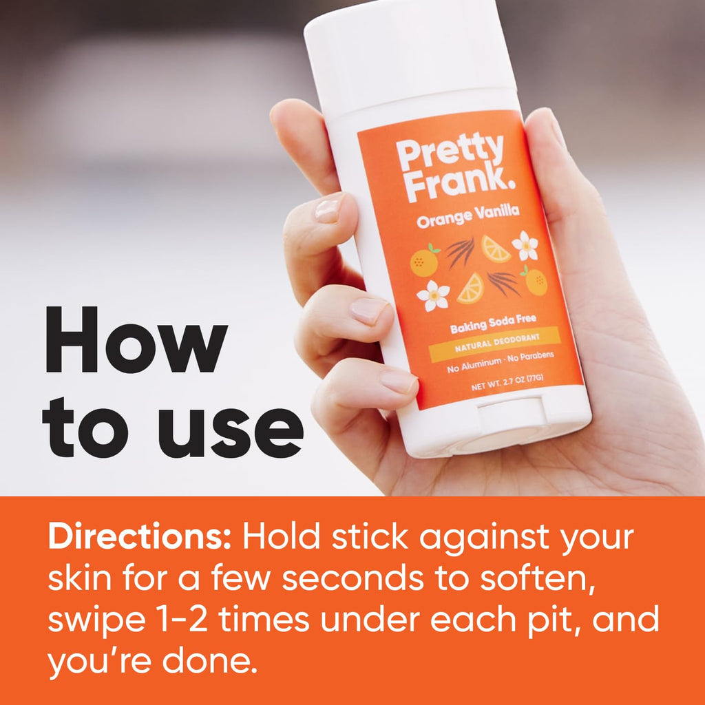 Pretty Frank Orange Vanilla Deodorant Stick – Aluminum-Free, Baking Soda-Free