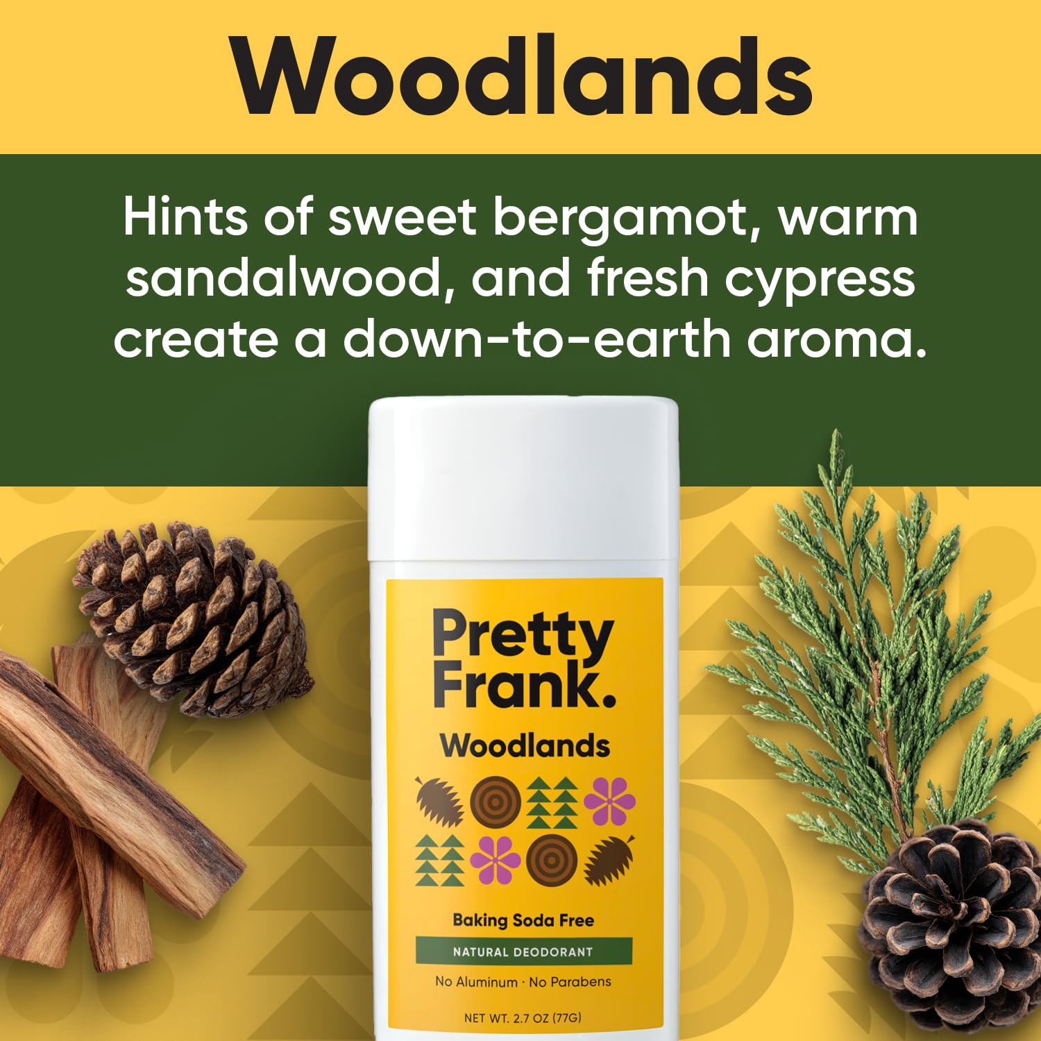 Pretty Frank Woodlands Aluminum-Free Deodorant Stick – Baking Soda-Free, 2-Pack