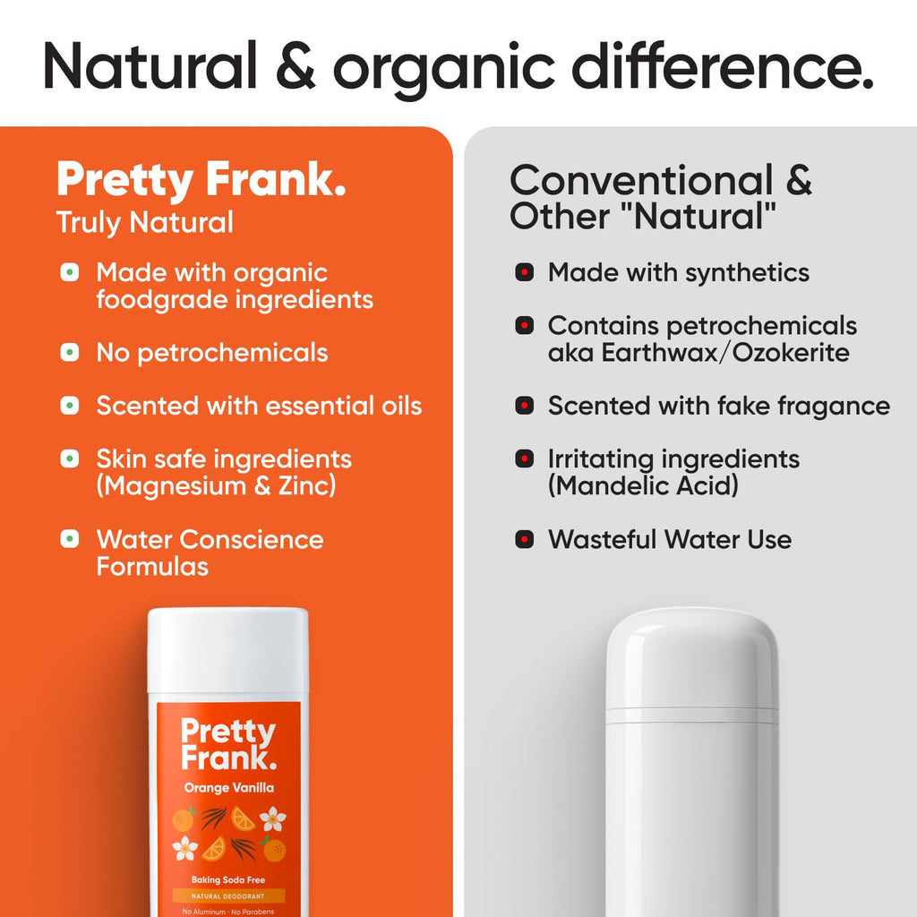 Pretty Frank Orange Vanilla Deodorant Stick – Aluminum-Free, Baking Soda-Free