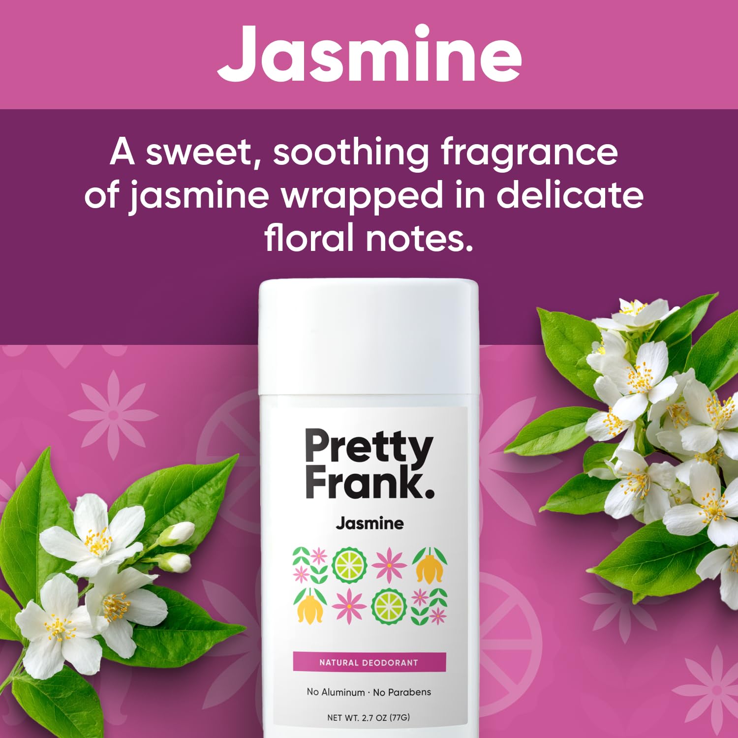 Pretty Frank Jasmine Aluminum-Free Deodorant Stick – All-Day Odor Control with Organic Ingredients