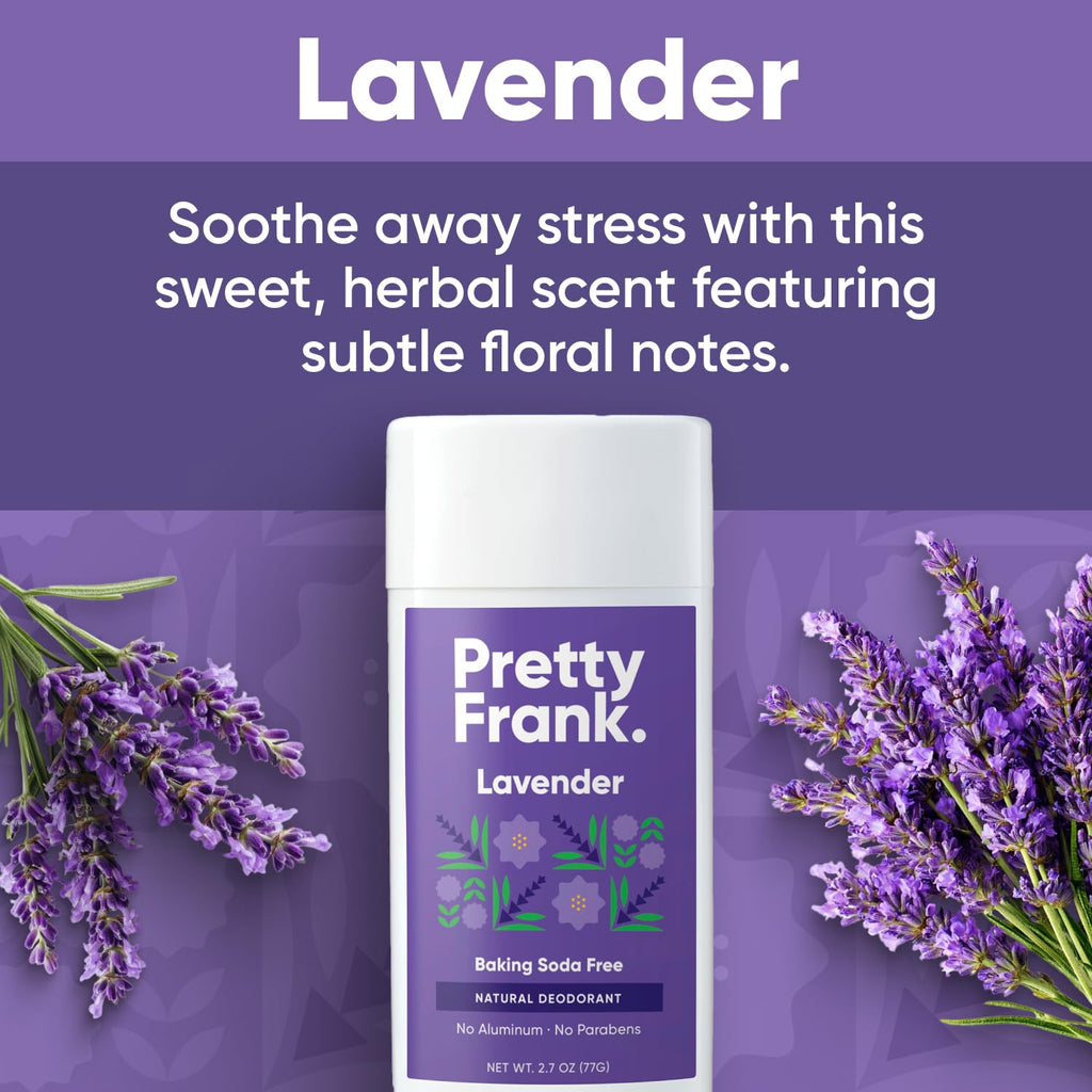 Pretty Frank Lavender Aluminum-Free Deodorant Stick | Baking Soda-Free, Organic Ingredients