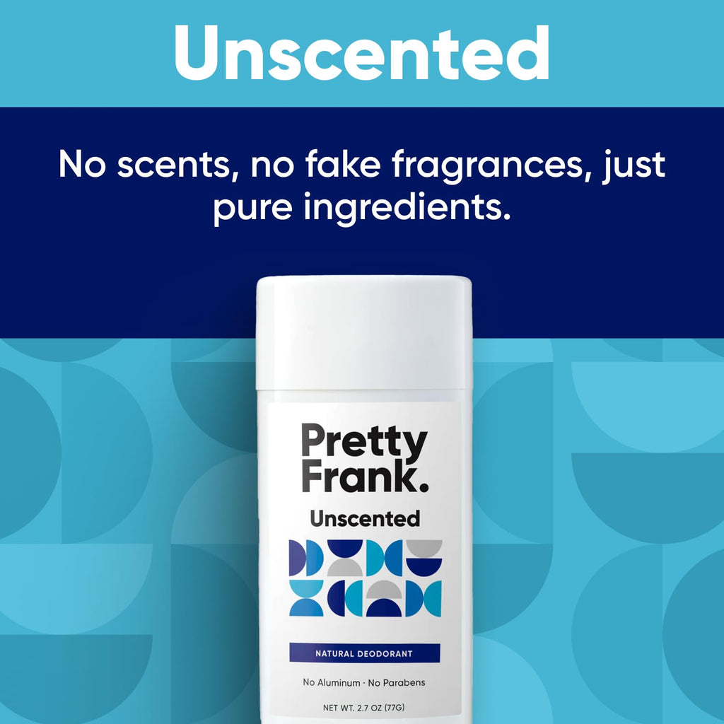 Pretty Frank Unscented Aluminum-Free Deodorant Stick – 2-Pack | All-Day Odor Control